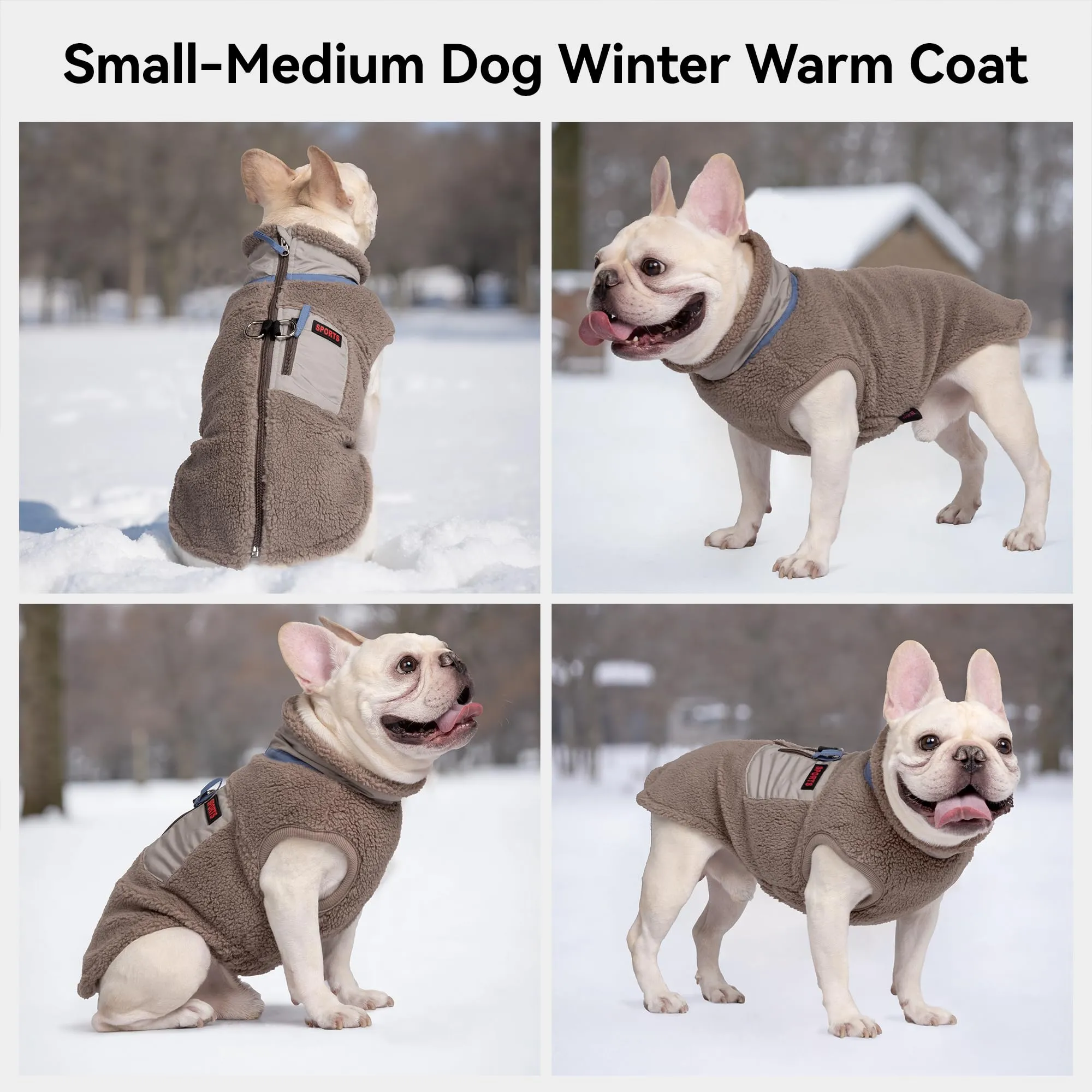 FEimaX Cappotto per Cani Invernale Giacca in Pile Calda con Anello a D, Gilet Cane Antivento Cucciolo Vestiti Caldo per Cani di Piccola e Media Taglia - immagine 6