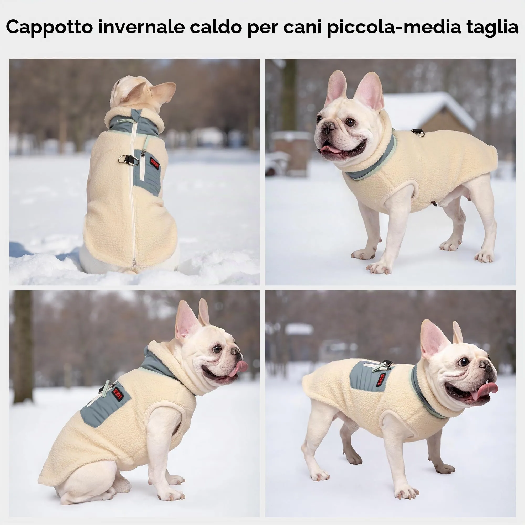 FEimaX Cappotto per Cani Invernale Giacca in Pile Calda con Anello a D, Gilet Cane Antivento Cucciolo Vestiti Caldo per Cani di Piccola e Media Taglia - immagine 6