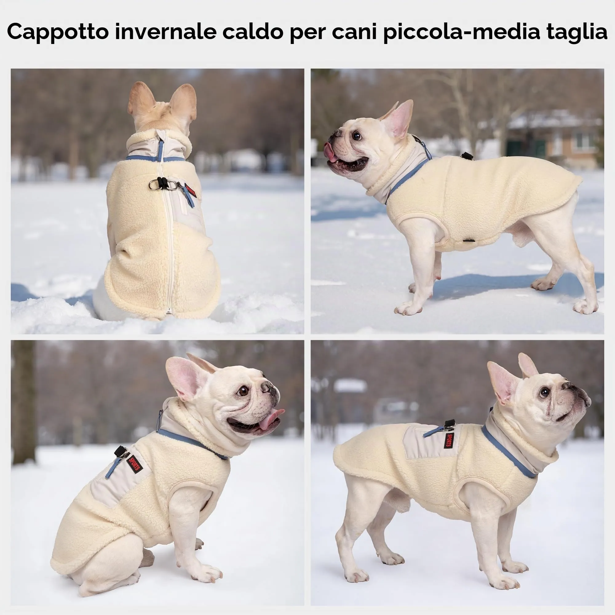 FEimaX Cappotto per Cani Invernale Giacca in Pile Calda con Anello a D, Gilet Cane Antivento Cucciolo Vestiti Caldo per Cani di Piccola e Media Taglia - immagine 6