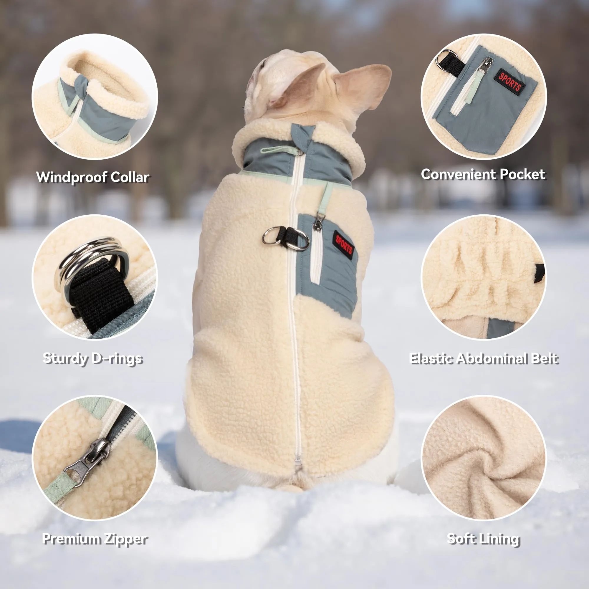 FEimaX Cappotto per Cani Invernale Giacca in Pile Calda con Anello a D, Gilet Cane Antivento Cucciolo Vestiti Caldo per Cani di Piccola e Media Taglia - immagine 4