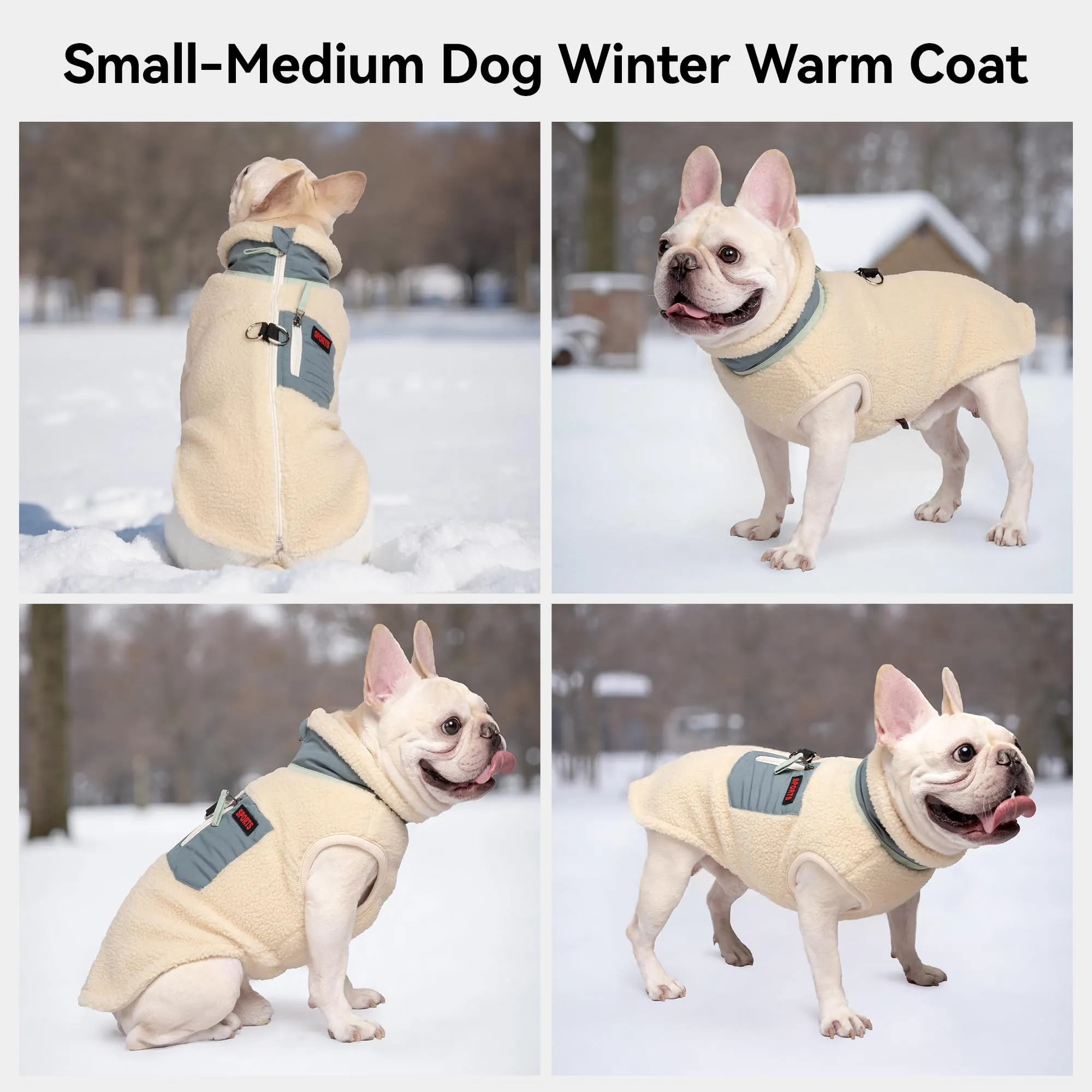 FEimaX Cappotto per Cani Invernale Giacca in Pile Calda con Anello a D, Gilet Cane Antivento Cucciolo Vestiti Caldo per Cani di Piccola e Media Taglia - immagine 6