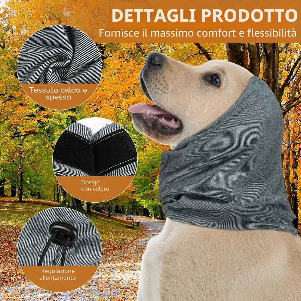 Aomig Paraorecchie per Cani, Regolabile Paraorecchie Cane in Velcro, Scaldacollo Cane Collo e Orecchie, Protezione dal Rumore, Paraorecchie per Cani Collo e Orecchie, Calmanti, Alleviare l'ansia - immagine 3