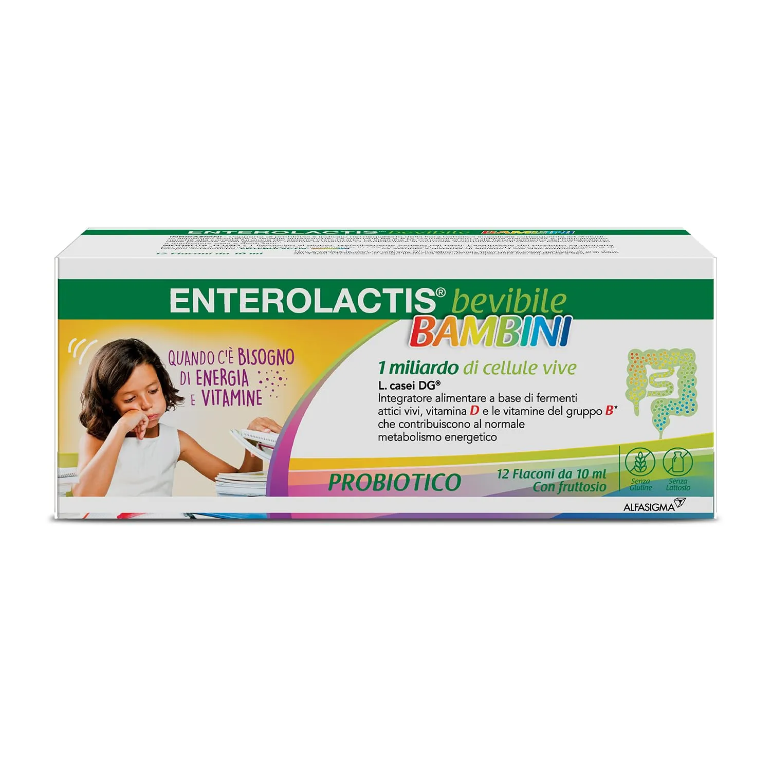 Enterolactis Bambini Bevibile 12 flaconcini gusto lampone: equilibrio intestinale e vitalità - immagine 1
