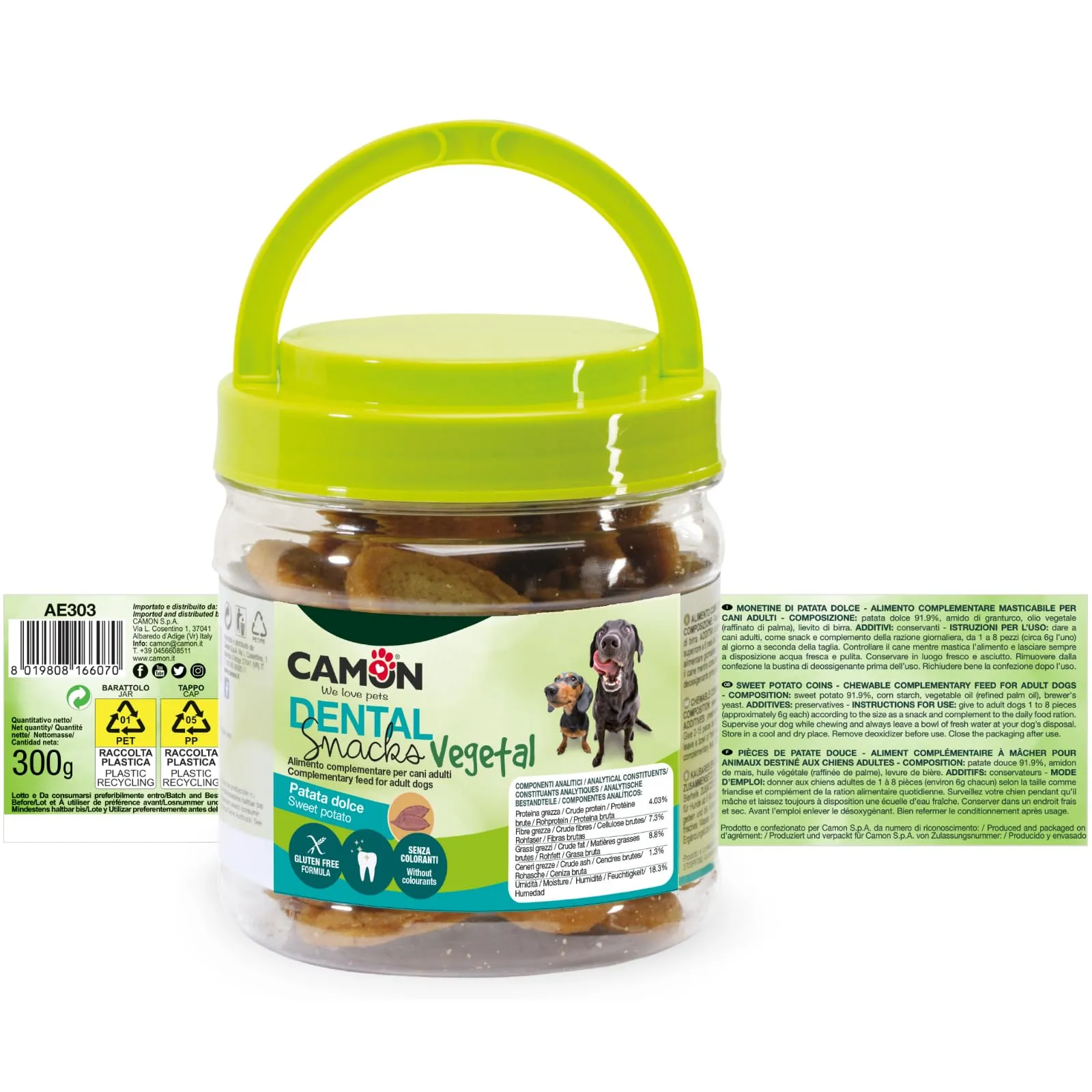 CAMON Dental Snacks Vegetal, Monetine di Patata Dolce, 300g - immagine 2