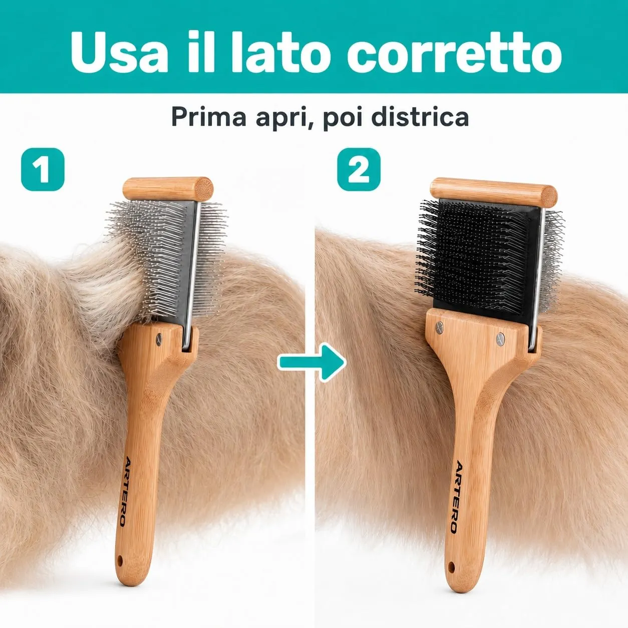 Artero Bella cardatore per cani e gatti doppio flessibile taglia M - immagine 7