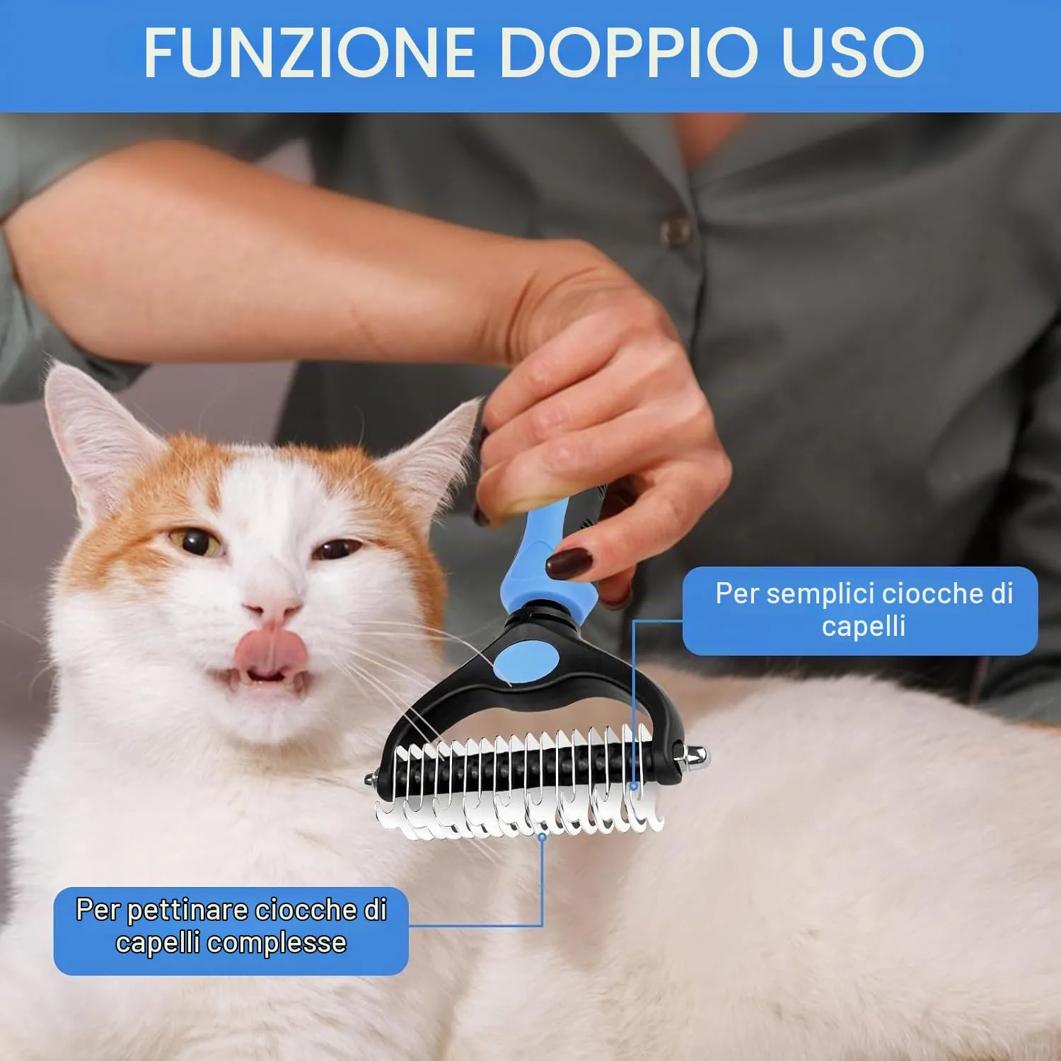 Mesybveo Spazzola Per Cani e Gatto Pelo Lungo, Spazzola Nodi Cani 17+9 Doppia Faccia, Pettine Rastrello per Cani Rimuove Sottopelo, Manico Antiscivolo con Foro per Appendere, per Gatti, Cani - immagine 7