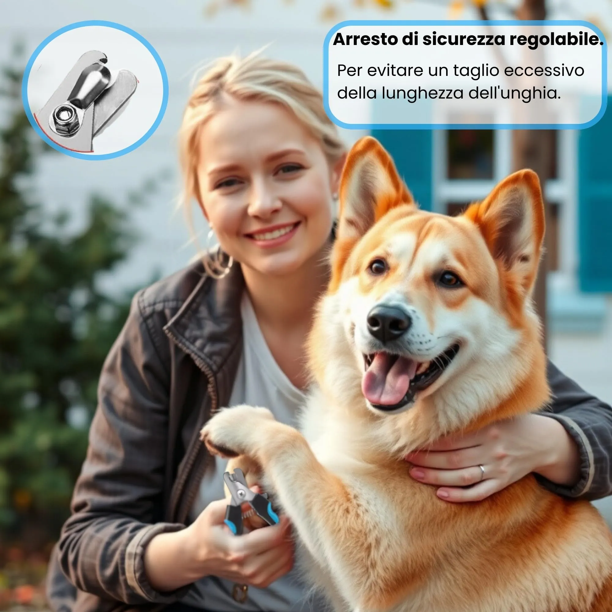 MandA® Tagliaunghie per Cane con Custodia. Tagliaunghie per Cani Medi e Piccoli, Gatti, ecc. + Lima + Custodia. Lame Affilate in Acciaio INOX e Chiusura di Sicurezza. Forbici per Tagliare le Unghie - immagine 4