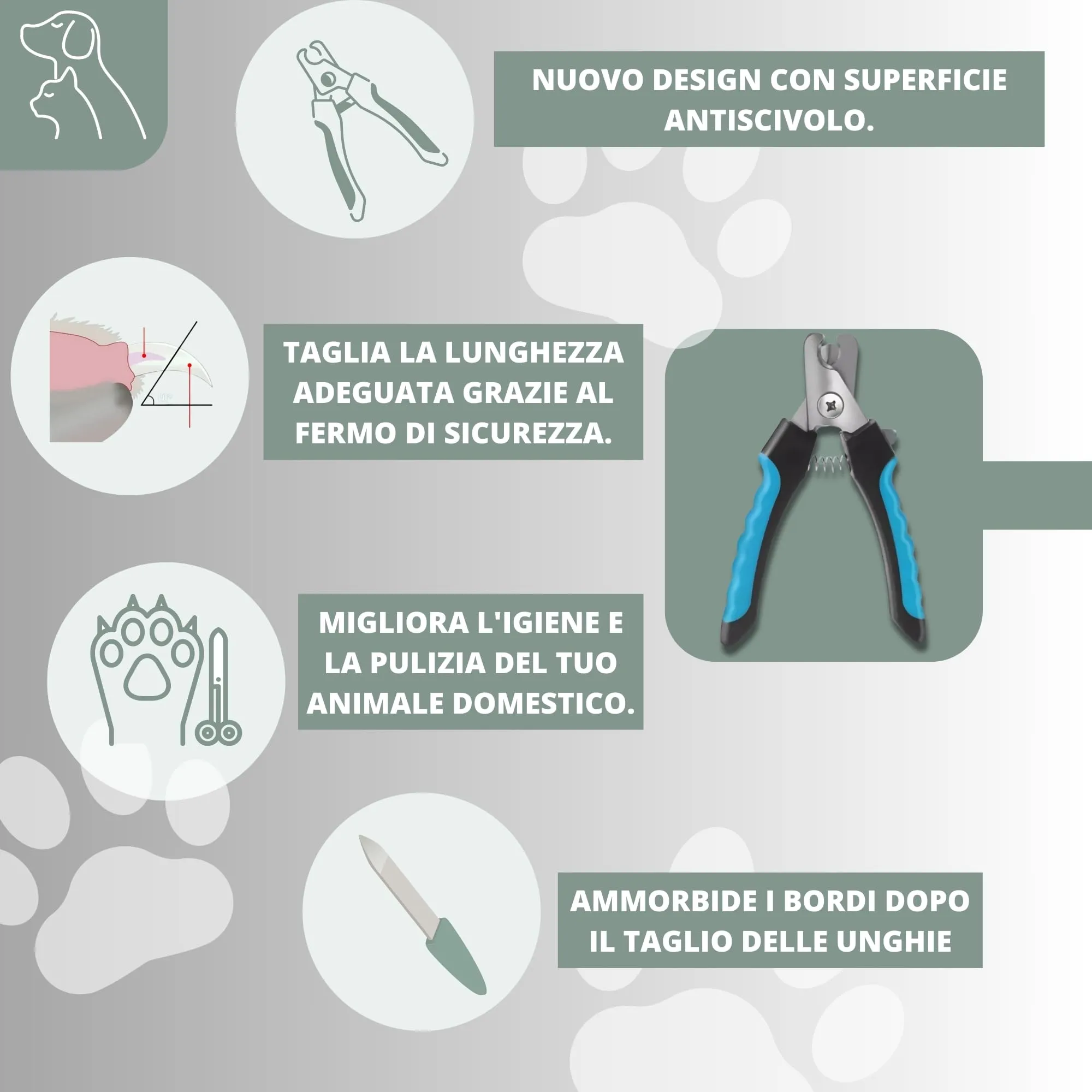 MandA® Tagliaunghie per Cane con Custodia. Tagliaunghie per Cani Medi e Piccoli, Gatti, ecc. + Lima + Custodia. Lame Affilate in Acciaio INOX e Chiusura di Sicurezza. Forbici per Tagliare le Unghie - immagine 8