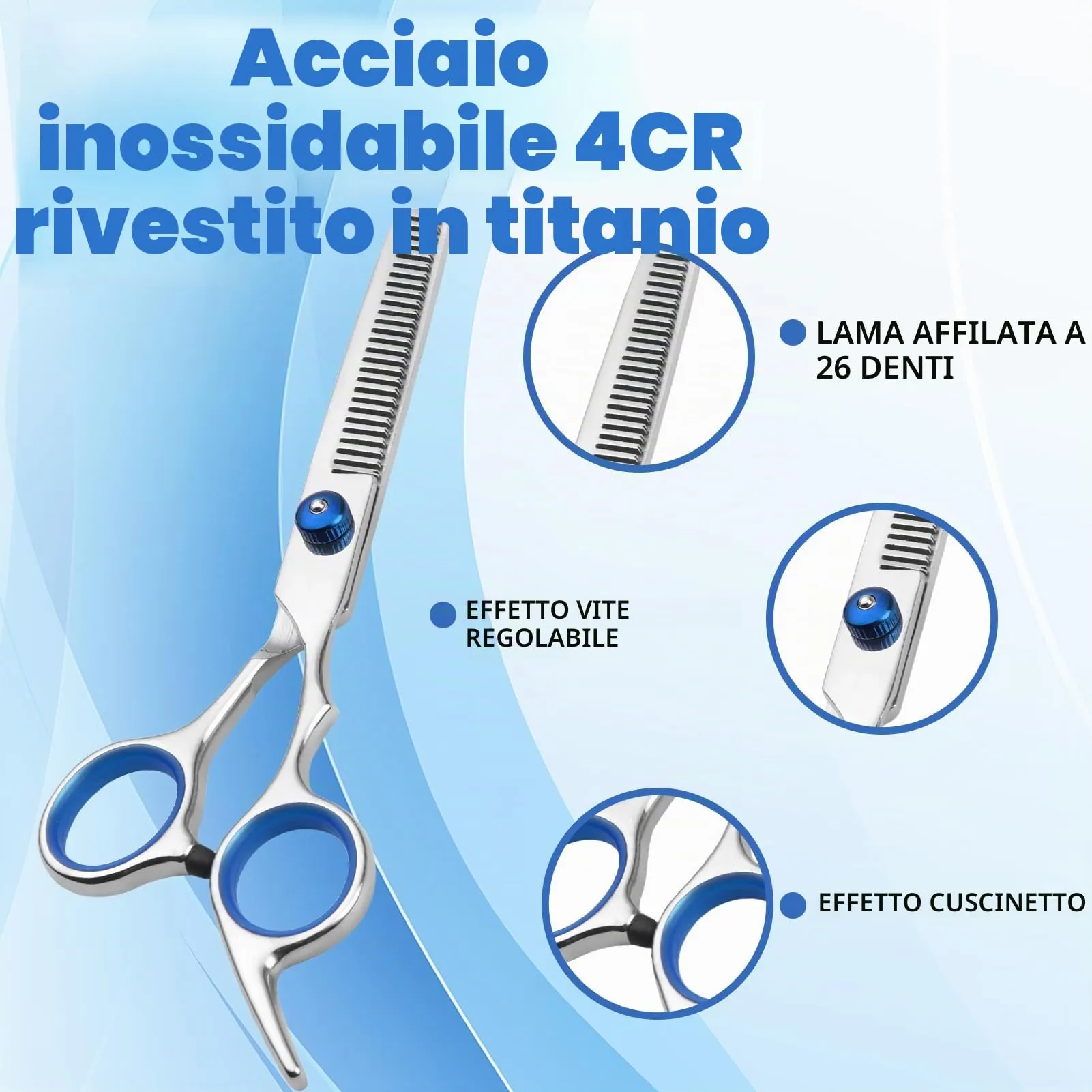 2 Pezzi Forbici da Toelettatura per Animali Domestici, Forbice Curve y Forbici per Sfoltire, Con Punta Rotonda di Sicurezza, In Acciaio Inox Forbici Professionali per La Toelettatura di Cani Gatti - immagine 3