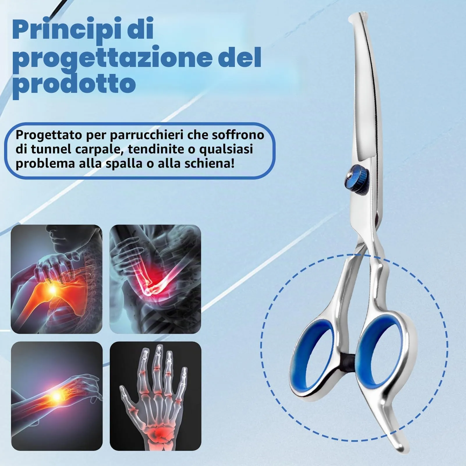 2 Pezzi Forbici da Toelettatura per Animali Domestici, Forbice Curve y Forbici per Sfoltire, Con Punta Rotonda di Sicurezza, In Acciaio Inox Forbici Professionali per La Toelettatura di Cani Gatti - immagine 4