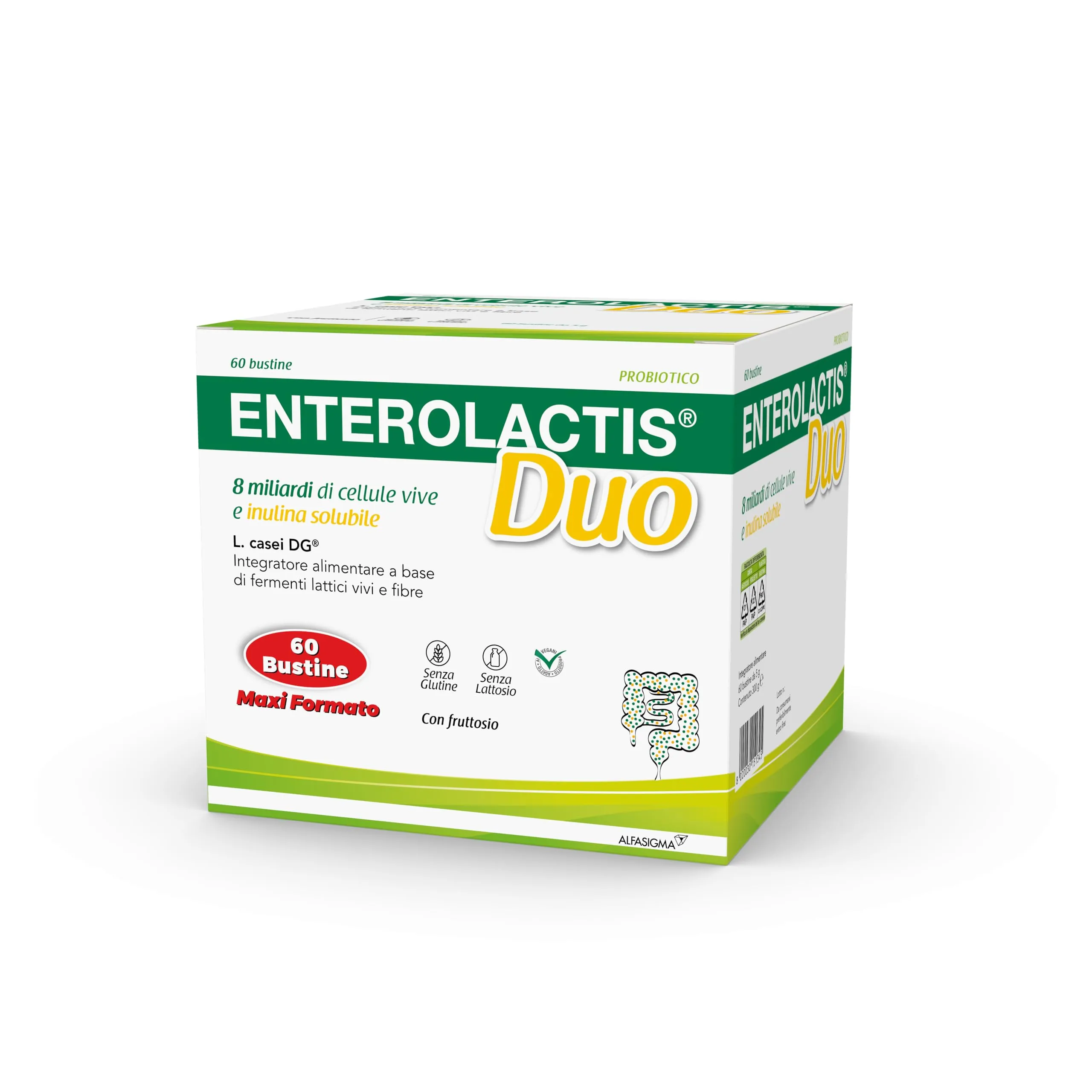 Enterolactis Duo, confezione da 60 bustine solubili: fermenti lattici, probiotici che aiutano a favorire l’equilibrio intestinale - immagine 1