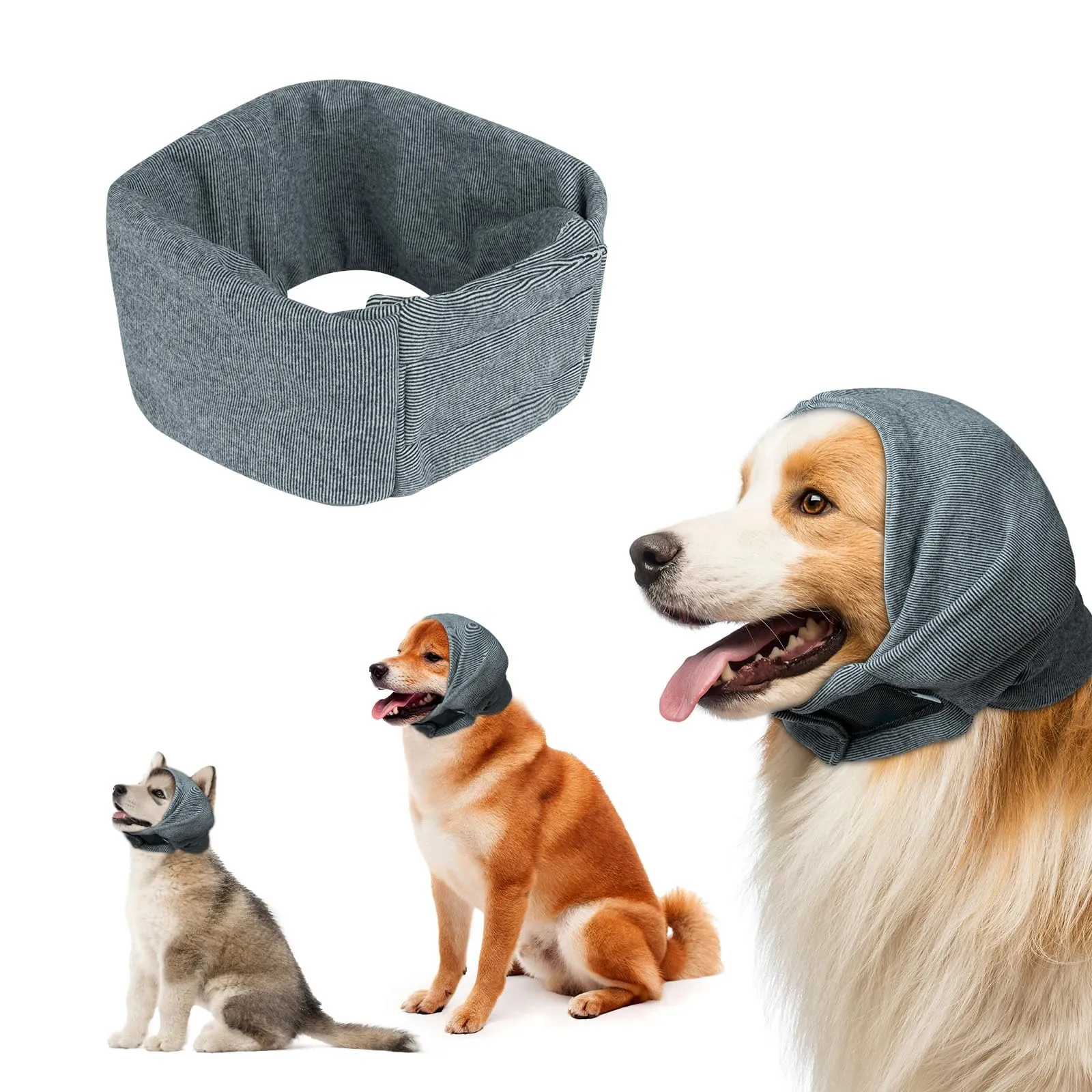 Aomig Paraorecchie per Cani, Regolabile Paraorecchie Cane in Velcro, Scaldacollo Cane Collo e Orecchie, Protezione dal Rumore, Paraorecchie per Cani Collo e Orecchie, Calmanti, Alleviare l'ansia - immagine 9
