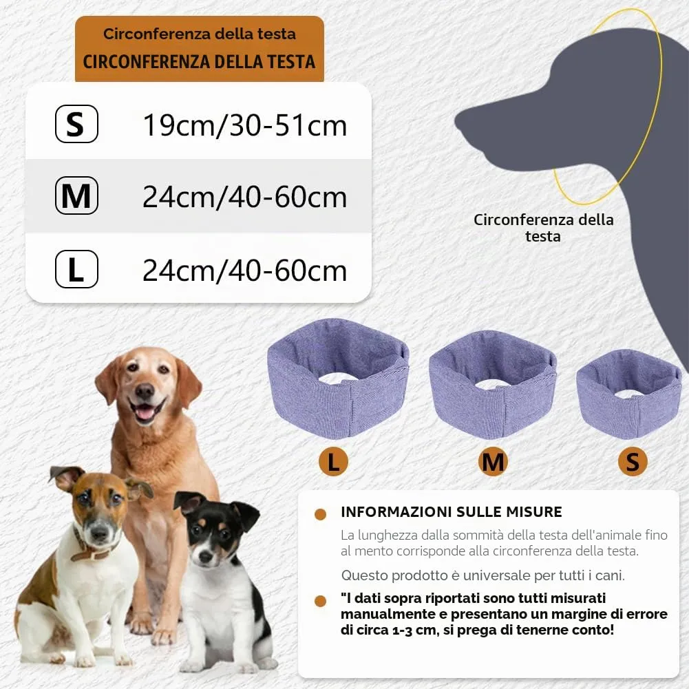Aomig Paraorecchie per Cani, Regolabile Paraorecchie Cane in Velcro, Scaldacollo Cane Collo e Orecchie, Protezione dal Rumore, Paraorecchie per Cani Collo e Orecchie, Calmanti, Alleviare l'ansia - immagine 2