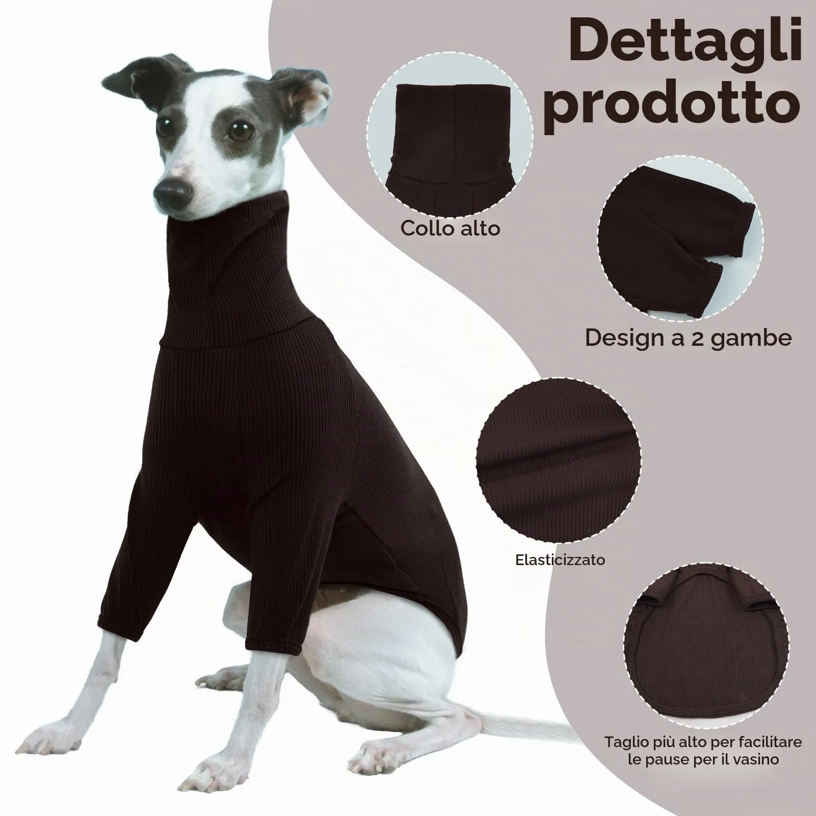Maglione per Levriero, Giacca Levriero Pigiama Whippet Abbigliamento Levrieri Maglioncino Levriero(Marrone, XL) - immagine 4