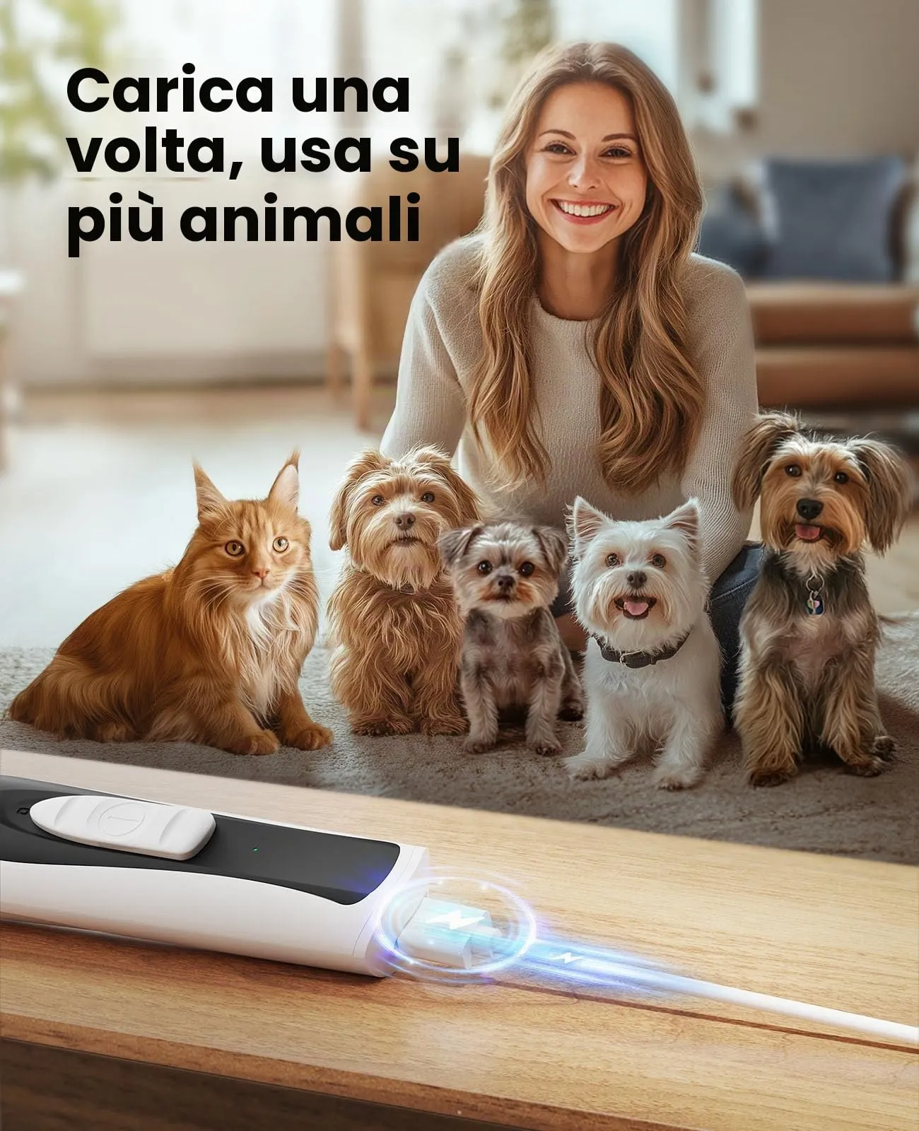 oneisall Tagliazampe per cani con luce a LED, silenzioso, Paw Trim Pro dr zampe, ricaricabile per zampe, occhi, orecchie, viso - immagine 4