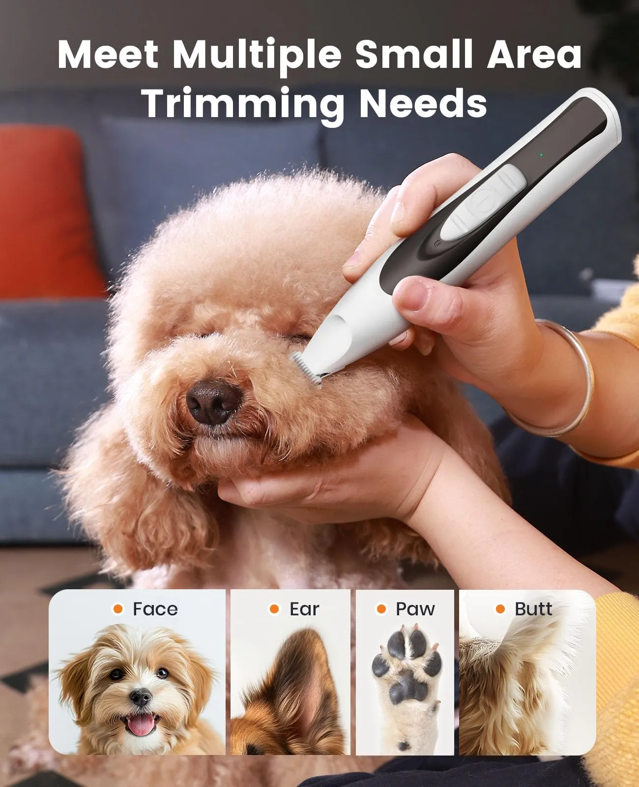 oneisall Tagliazampe per cani con luce a LED, silenzioso, Paw Trim Pro dr zampe, ricaricabile per zampe, occhi, orecchie, viso - immagine 7