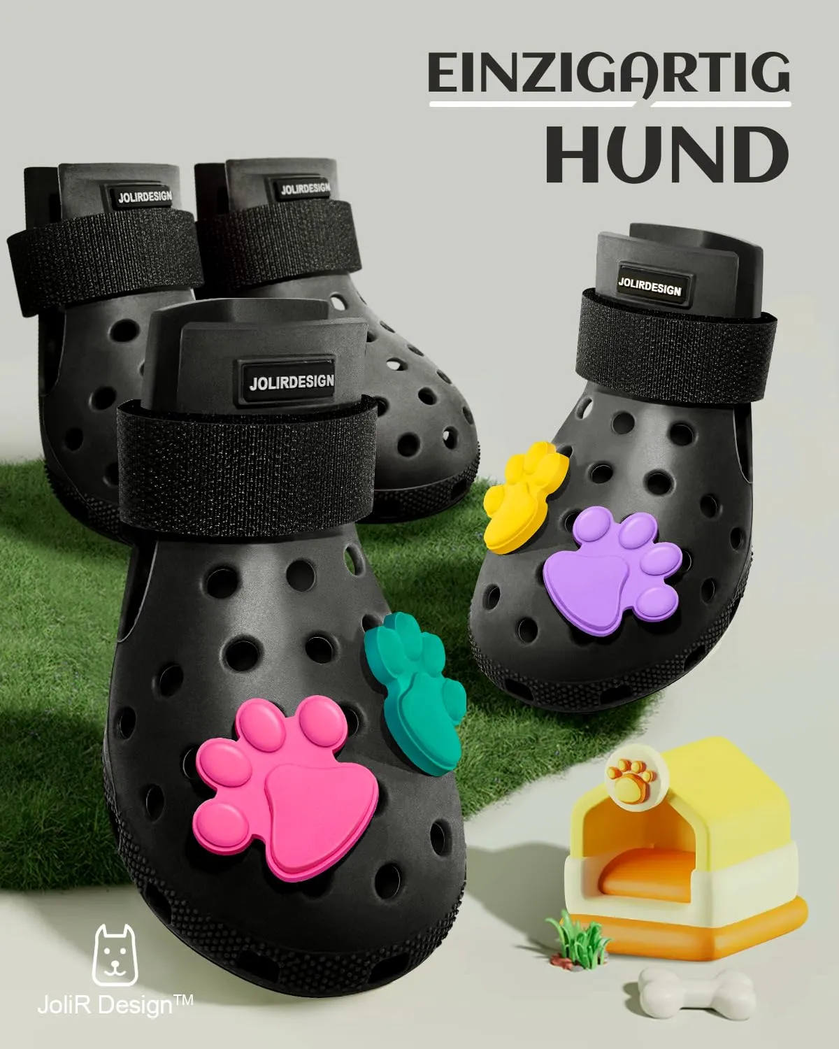 Scarpe per cani per pavimenti caldi - Stivali per cani di taglia piccola, media e grande, stivali per cani protezioni per zampe, facili da mettere e togliere, antiscivolo, impermeabili, scarpette per - immagine 5