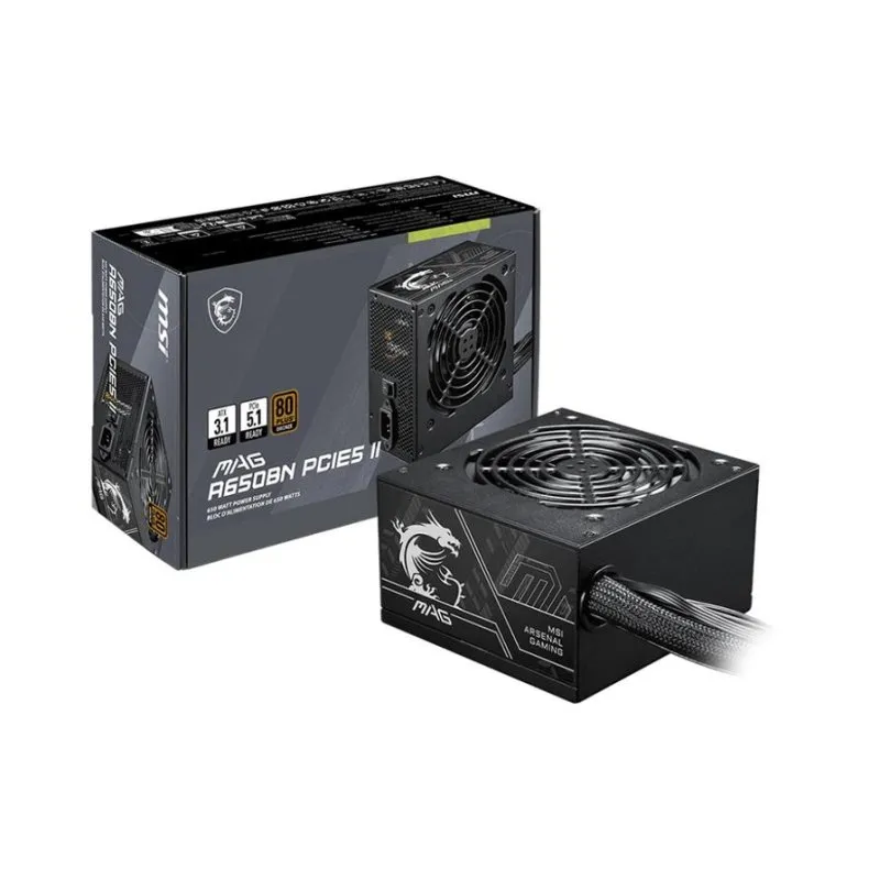 Fonte di Alimentazione MSI MAG A650BN PCIE5 II 650W 80 PLUS Bronze ATX - immagine 1
