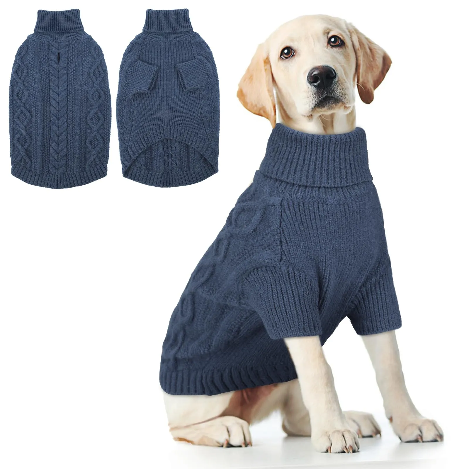 Hjumarayan Maglione Cane -Maglioncino Cane Taglia Grande Semplice & Elegante Maglioncini Caldo per Cani con Foro per Pettorina, Maglia Termica per Labrador (Blu Denim XL) - immagine 1
