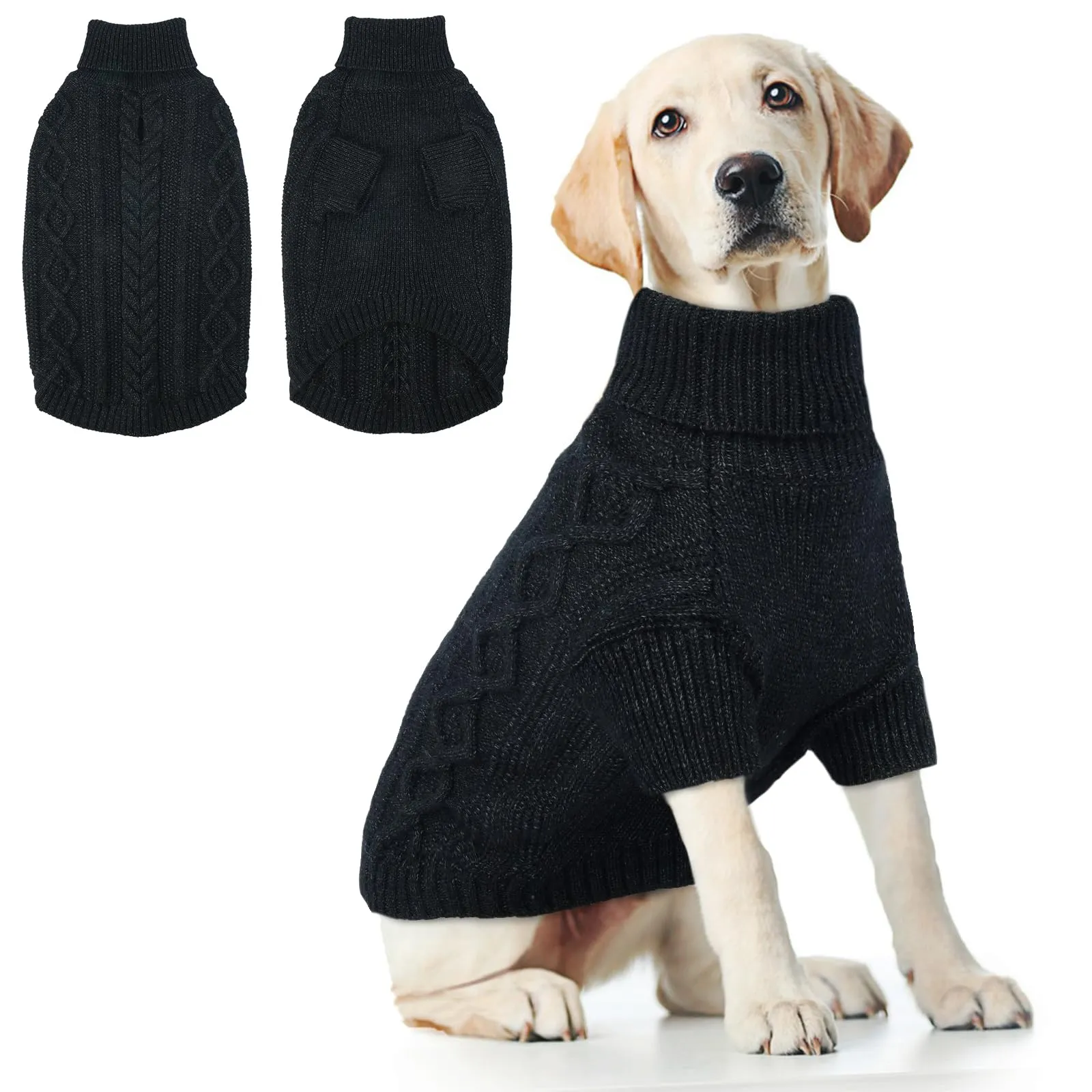 Hjumarayan Maglione Cane -Maglioncino Cane Taglia Grande Semplice & Elegante Maglioncini Caldo per Cani con Foro per Pettorina, Maglia Termica per Labrador (Nero XL) - immagine 1