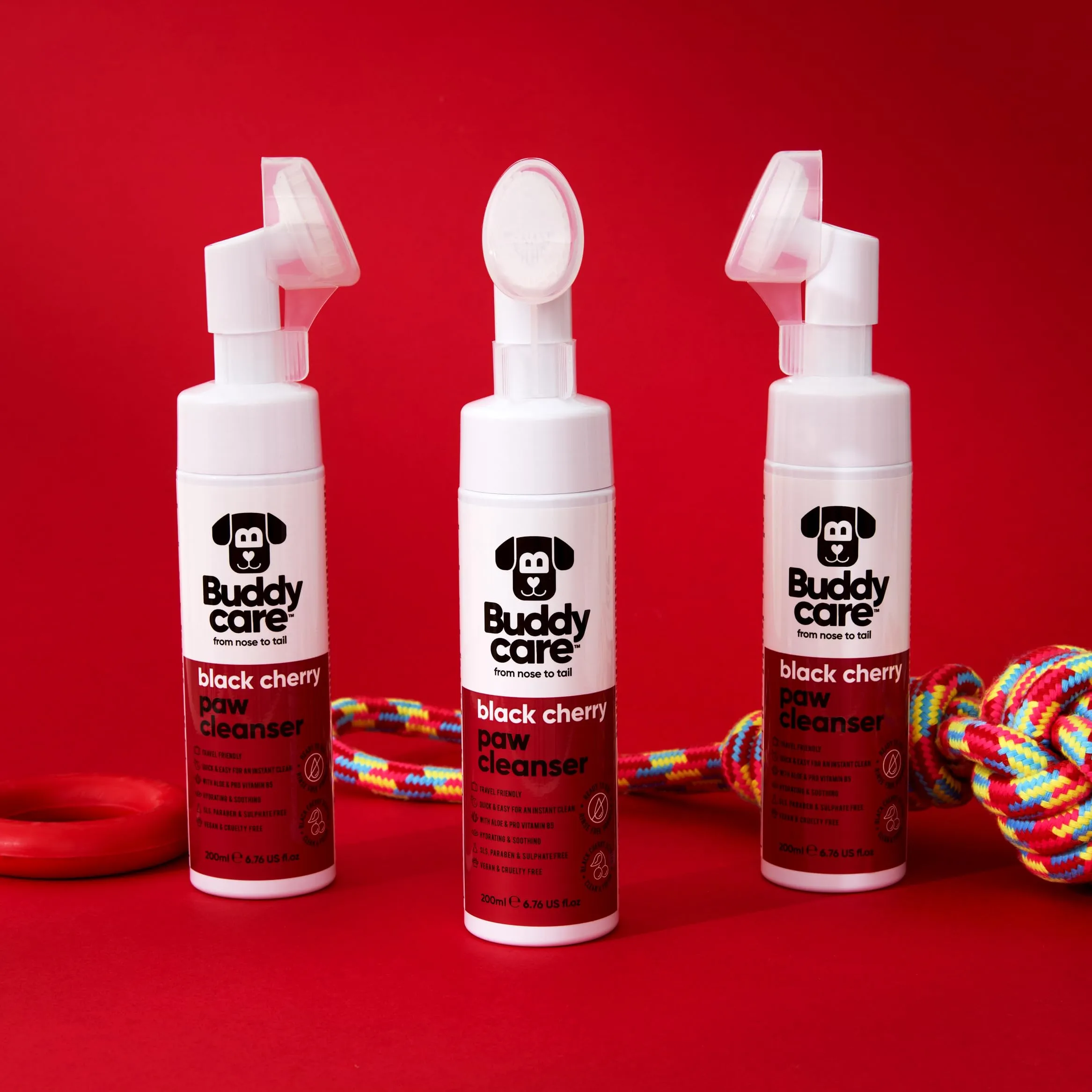 Buddycare Detergente per zampe di cane al profumo di ciliegia nera, 200 ml, senza risciacquo, detergente per zampe senza acqua per cani, soluzione morbida per zampe fangose, adatto per tutte le razze - immagine 7