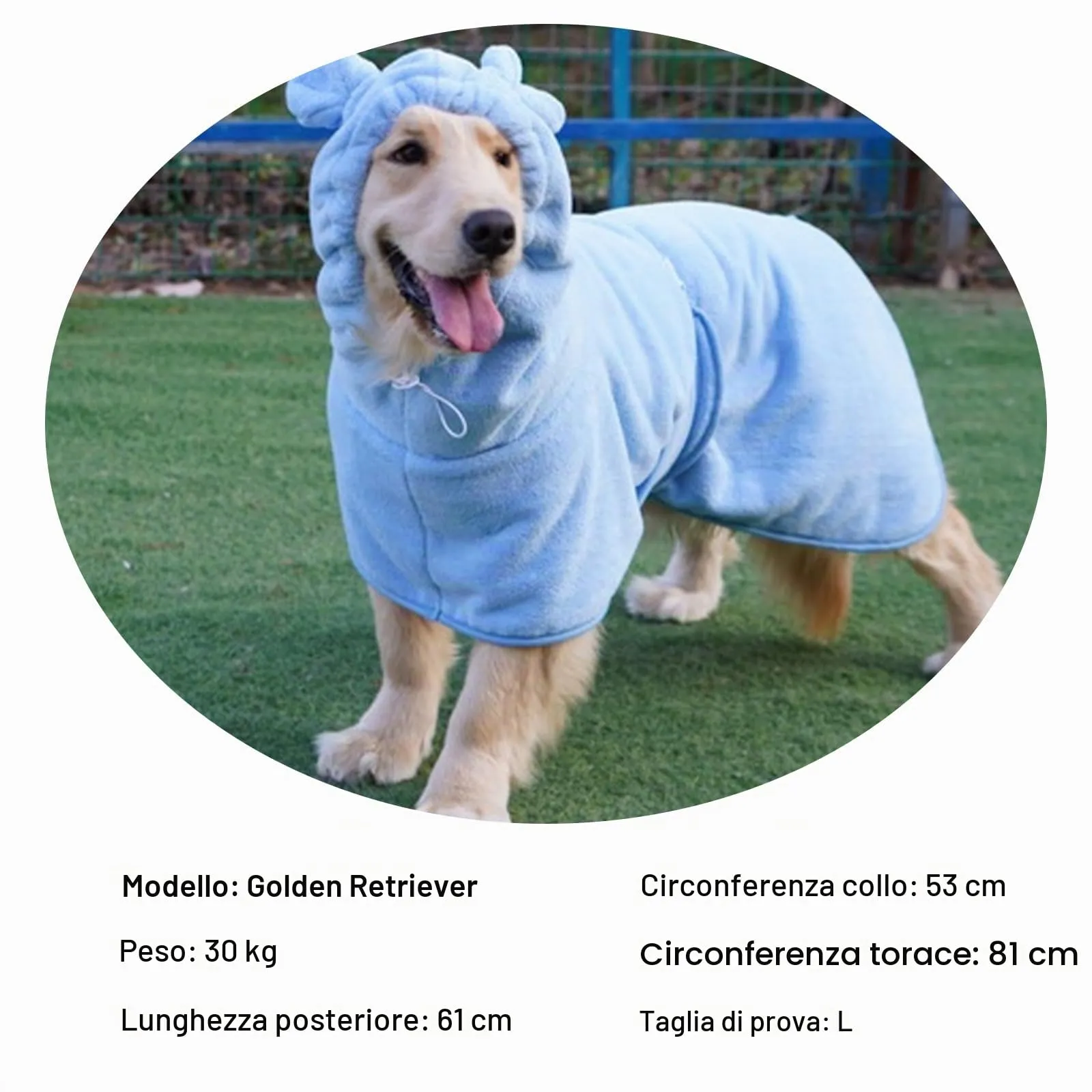 Fnaobai Accappatoio per cani e gatti assorbente, ad asciugatura rapida, carino asciugamano da bagno per cani, cappotto con cappuccio, colletto regolabile e cintura addominale per piscina, spiaggia - immagine 6