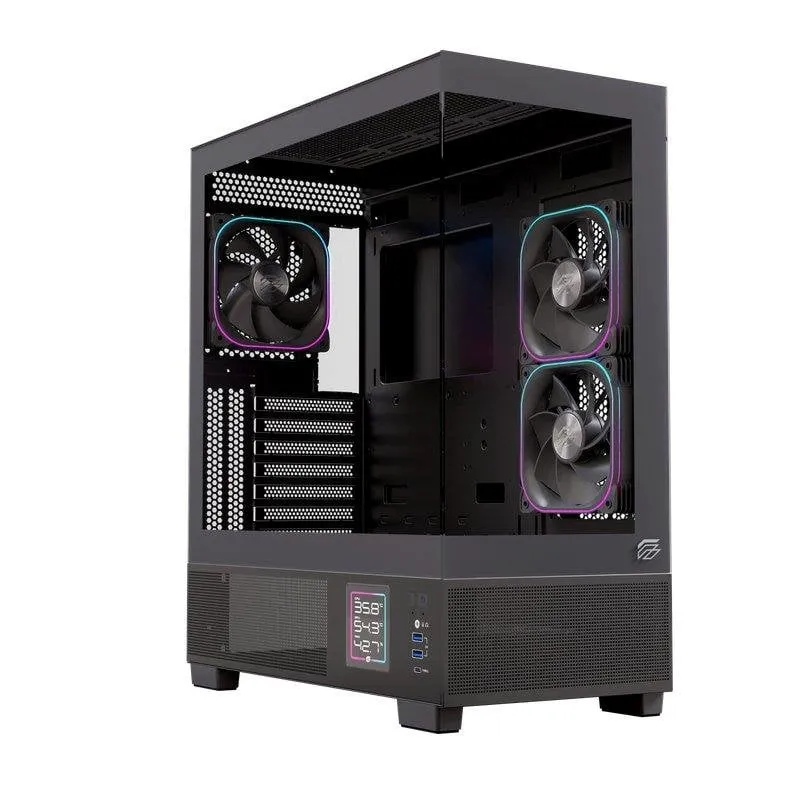 Torre Einarex S501D RGB Vetro Panoramico 3x120mm ATX Gaming Nero - immagine 1