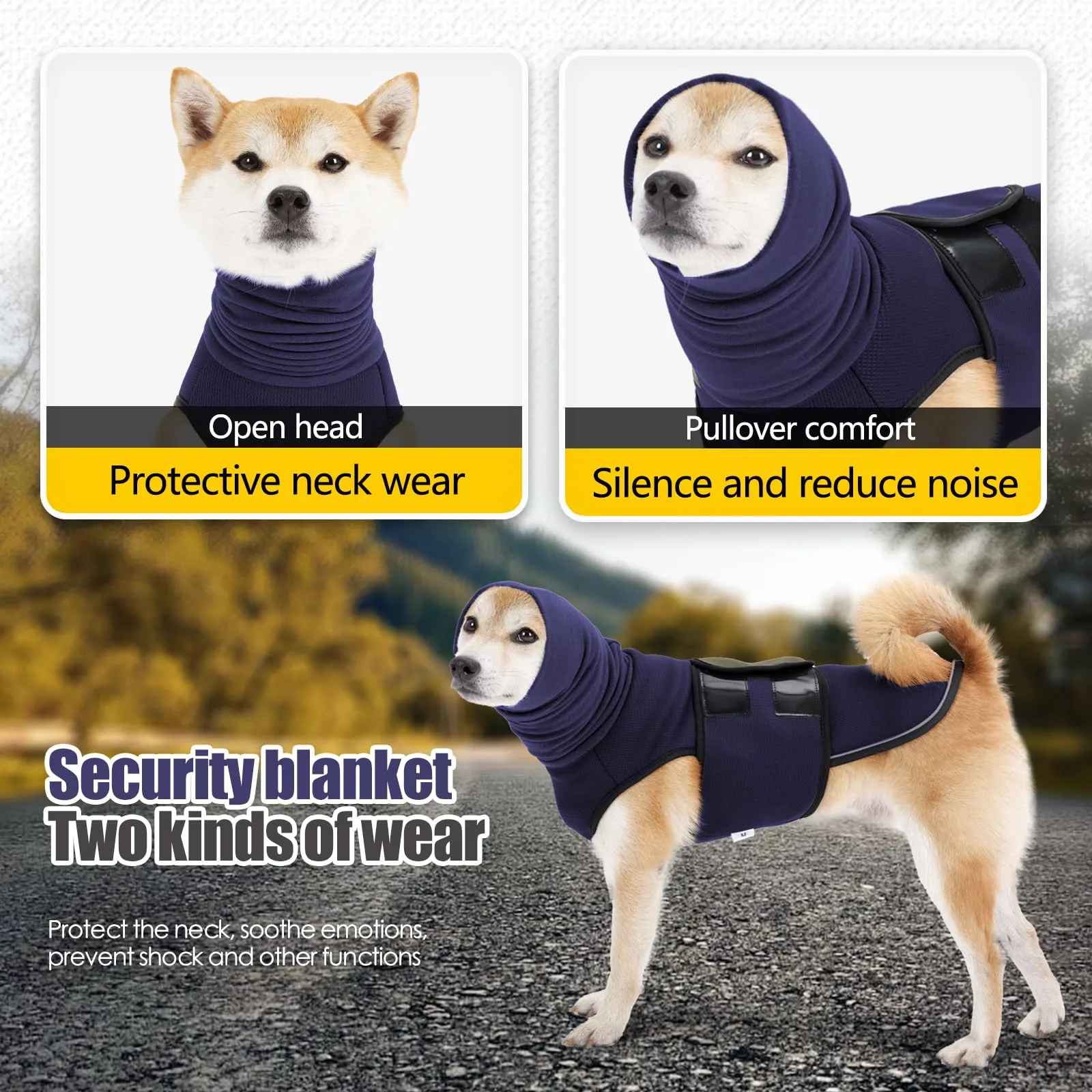 PAWIVID Giacca Calmante Ansiedad per Cani con Cappuccio e Strisce Riflettenti, Per Tempeste, Fuochi d'Artificio, Viaggi e Separazione Gilet Camicia per Cani (Blu, XXXL) - immagine 3