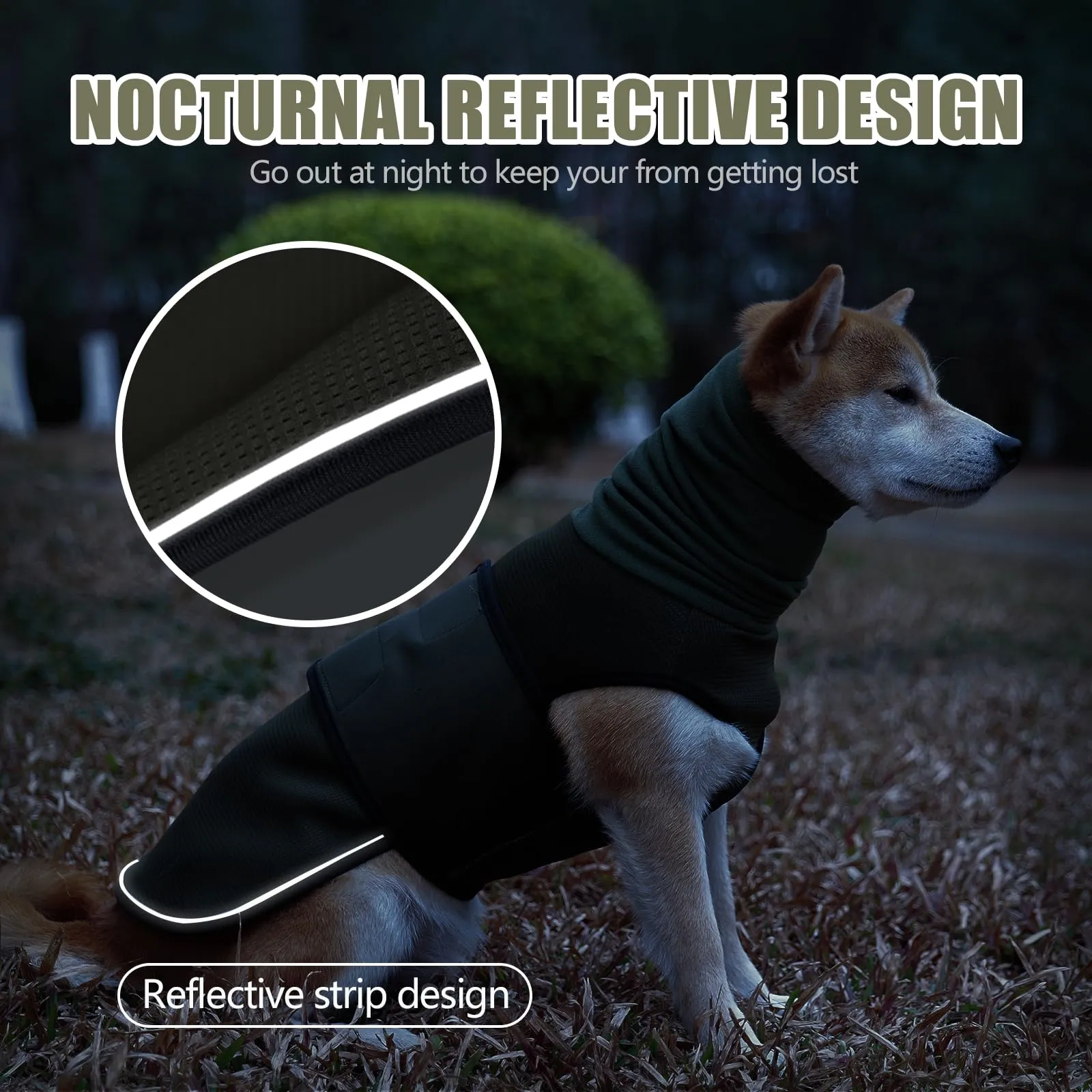 PAWIVID Giacca Calmante Ansiedad per Cani con Cappuccio e Strisce Riflettenti, Per Tempeste, Fuochi d'Artificio, Viaggi e Separazione Gilet Camicia per Cani (Verde, L) - immagine 5