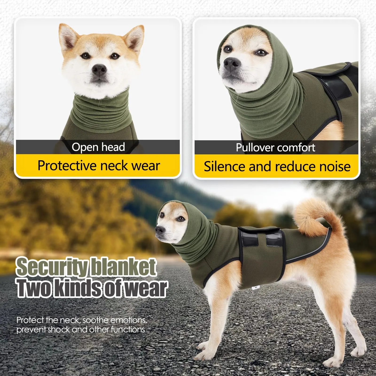 PAWIVID Giacca Calmante Ansiedad per Cani con Cappuccio e Strisce Riflettenti, Per Tempeste, Fuochi d'Artificio, Viaggi e Separazione Gilet Camicia per Cani (Verde, S) - immagine 3