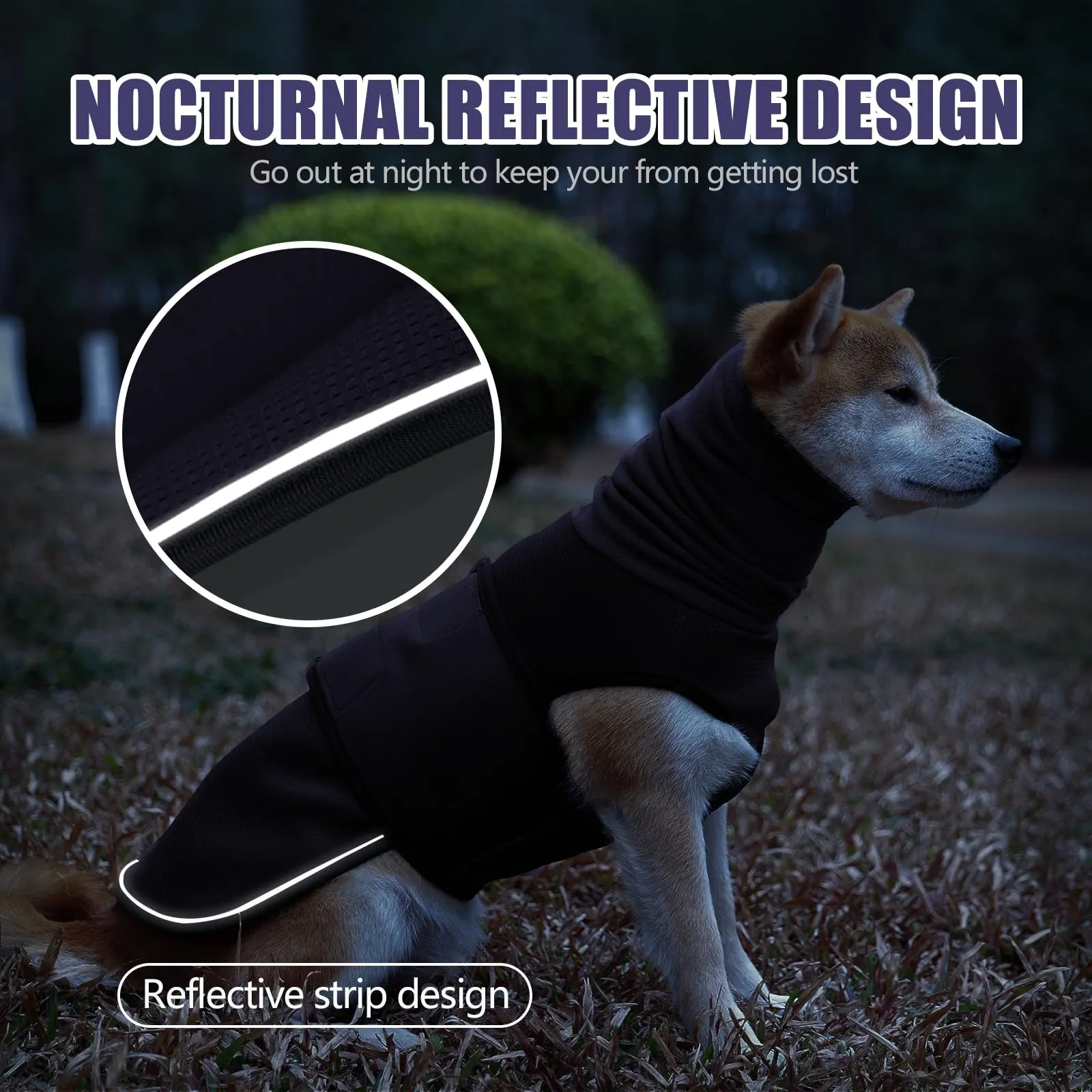 PAWIVID Giacca Calmante Ansiedad per Cani con Cappuccio e Strisce Riflettenti, Per Tempeste, Fuochi d'Artificio, Viaggi e Separazione Gilet Camicia per Cani (Blu, L) - immagine 5