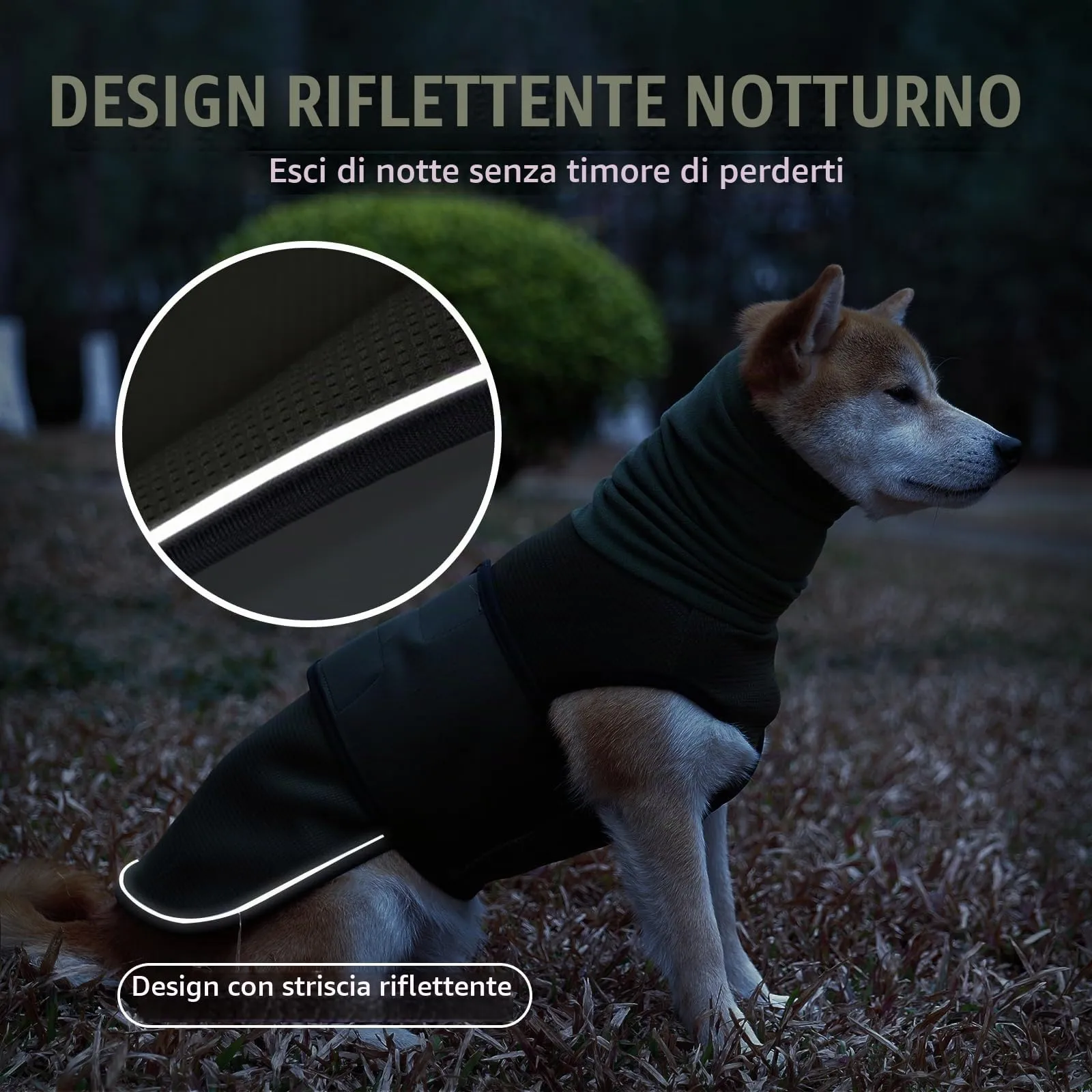 PAWIVID Giacca Calmante Ansiedad per Cani con Cappuccio e Strisce Riflettenti, Per Tempeste, Fuochi d'Artificio, Viaggi e Separazione Gilet Camicia per Cani (Verde, M) - immagine 5