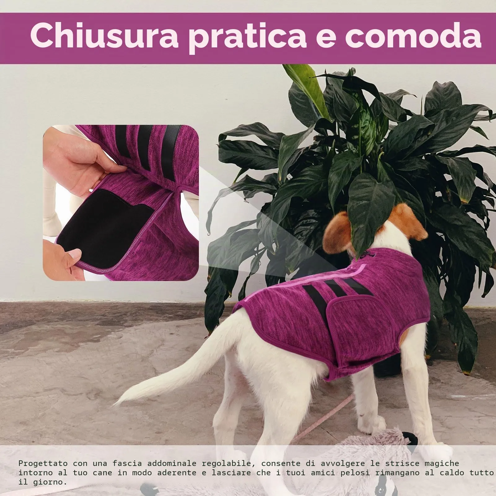 Queenmore Maglione Cane Grande In Pile Caldo Con Gancino Guinzaglio - immagine 2