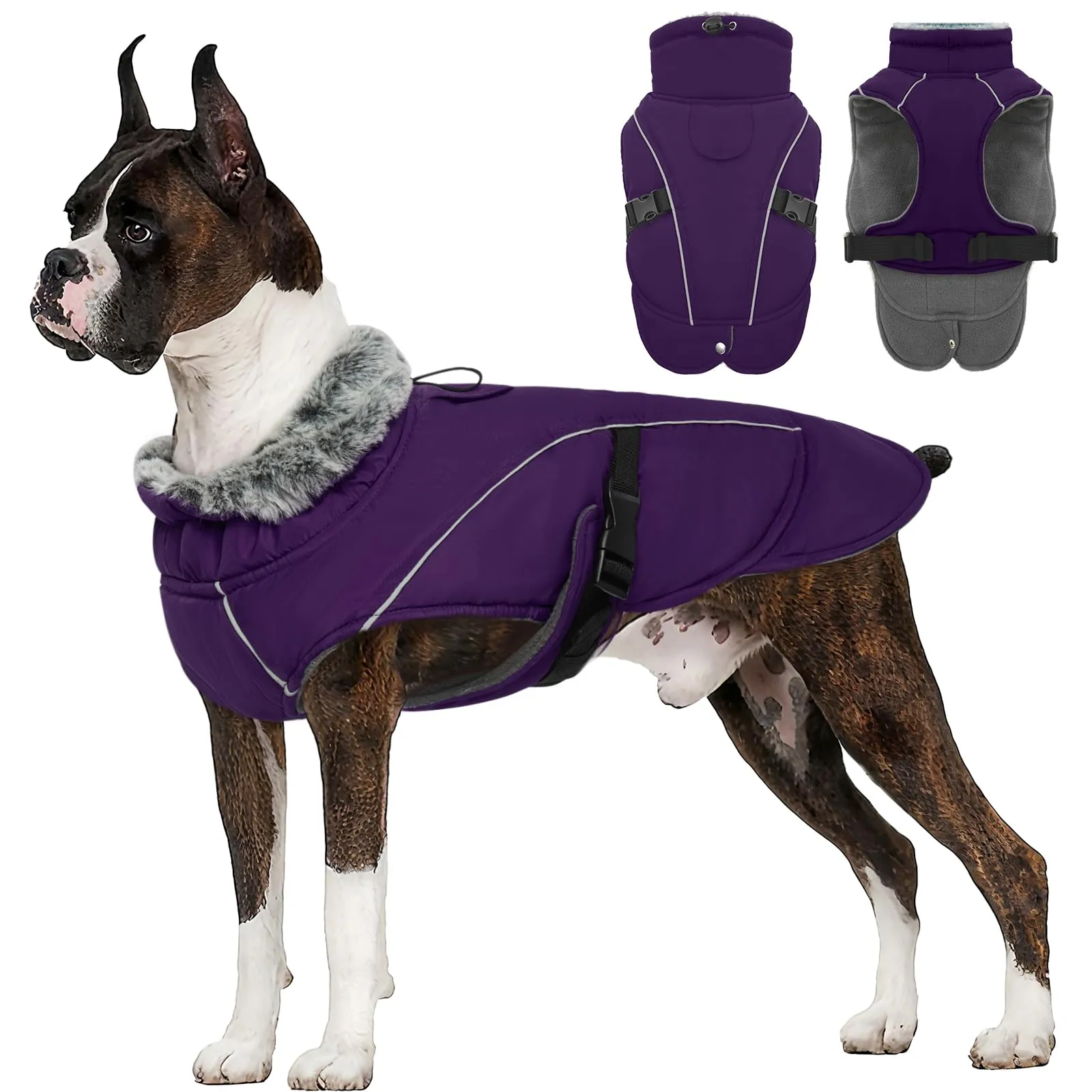 Giubbotto Cane Taglia Grande, Cappotto XXXL per Cani Giacca Calda per Cani Cappottino Impermeabile Cane Taglia Grande(Viola, 3XL) - immagine 1