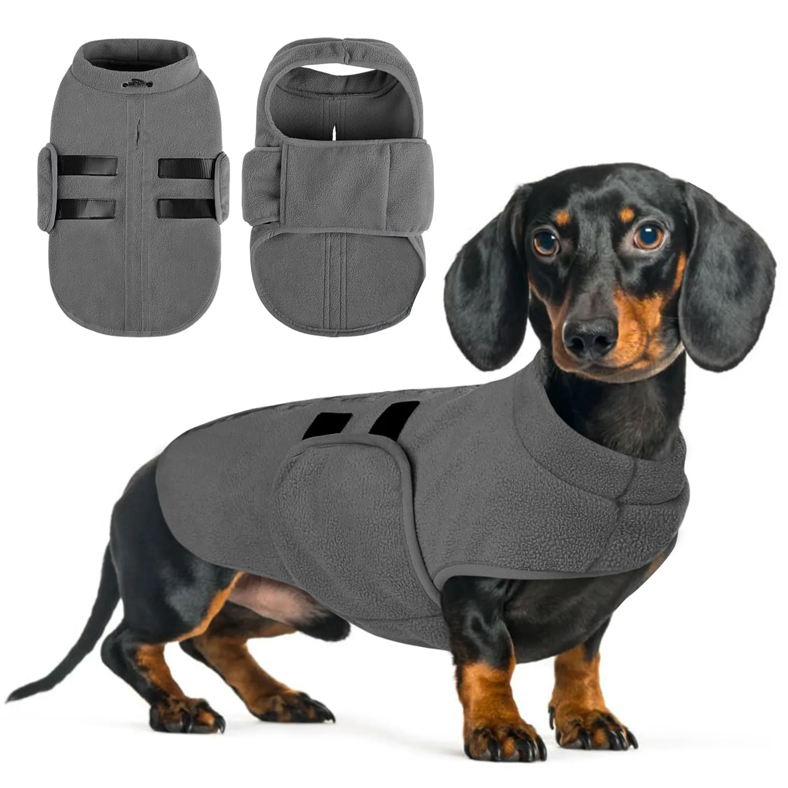 Queenmore Maglione Cane Piccolo In Pile Regolabile Con Gancino Guinzaglio - immagine 1