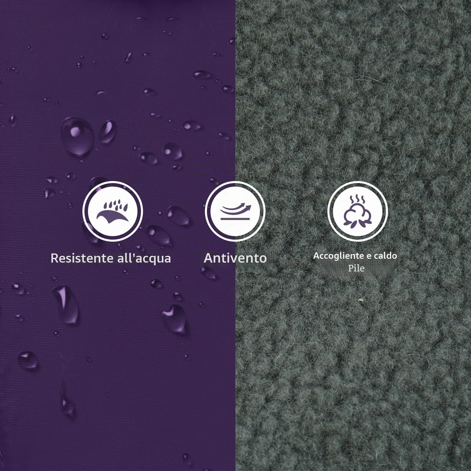 Giacca Impermeabile Cani, Giubbotto Antivento Calda Cuccioli Riflettente Cappottino con Fodera in Pile Cani Vestito Invernale Gilet Riflettente per Cani(Viola, S) - immagine 2