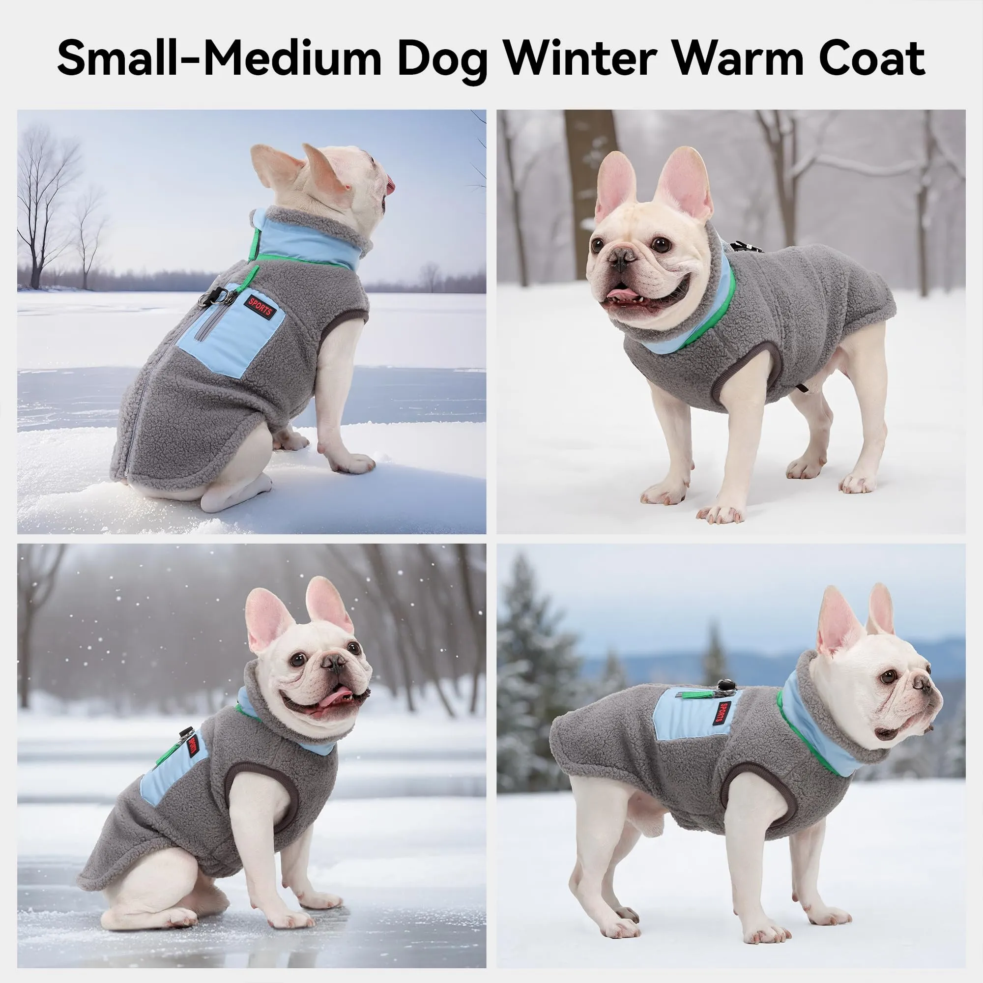 FEimaX Cappotto per Cani Invernale Giacca in Pile Calda con Anello a D, Gilet Cane Antivento Cucciolo Vestiti Caldo per Cani di Piccola e Media Taglia - immagine 6