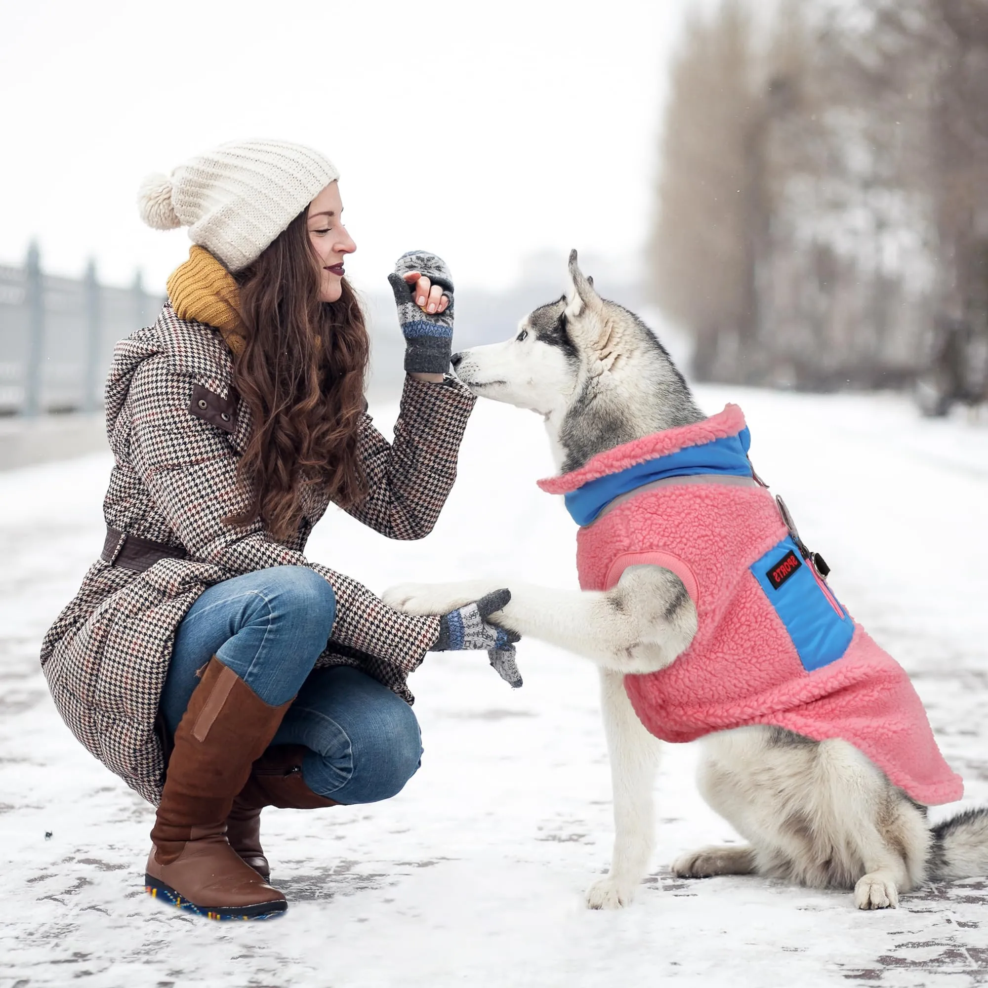FEimaX Cappotto per Cani Invernale Giacca in Pile Calda con Anello a D, Gilet Cane Antivento Cucciolo Vestiti Caldo per Cani di Piccola e Media Taglia - immagine 7