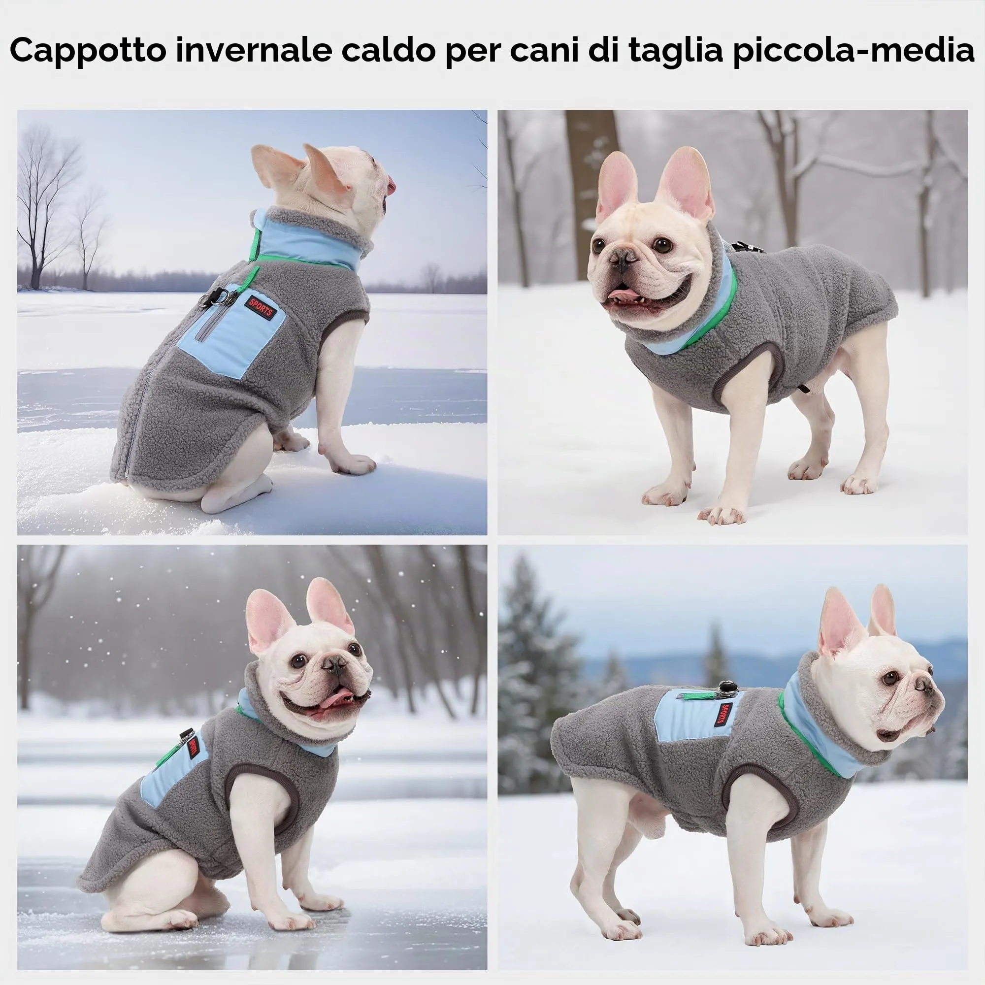FEimaX Cappotto per Cani Invernale Giacca in Pile Calda con Anello a D, Gilet Cane Antivento Cucciolo Vestiti Caldo per Cani di Piccola e Media Taglia - immagine 6