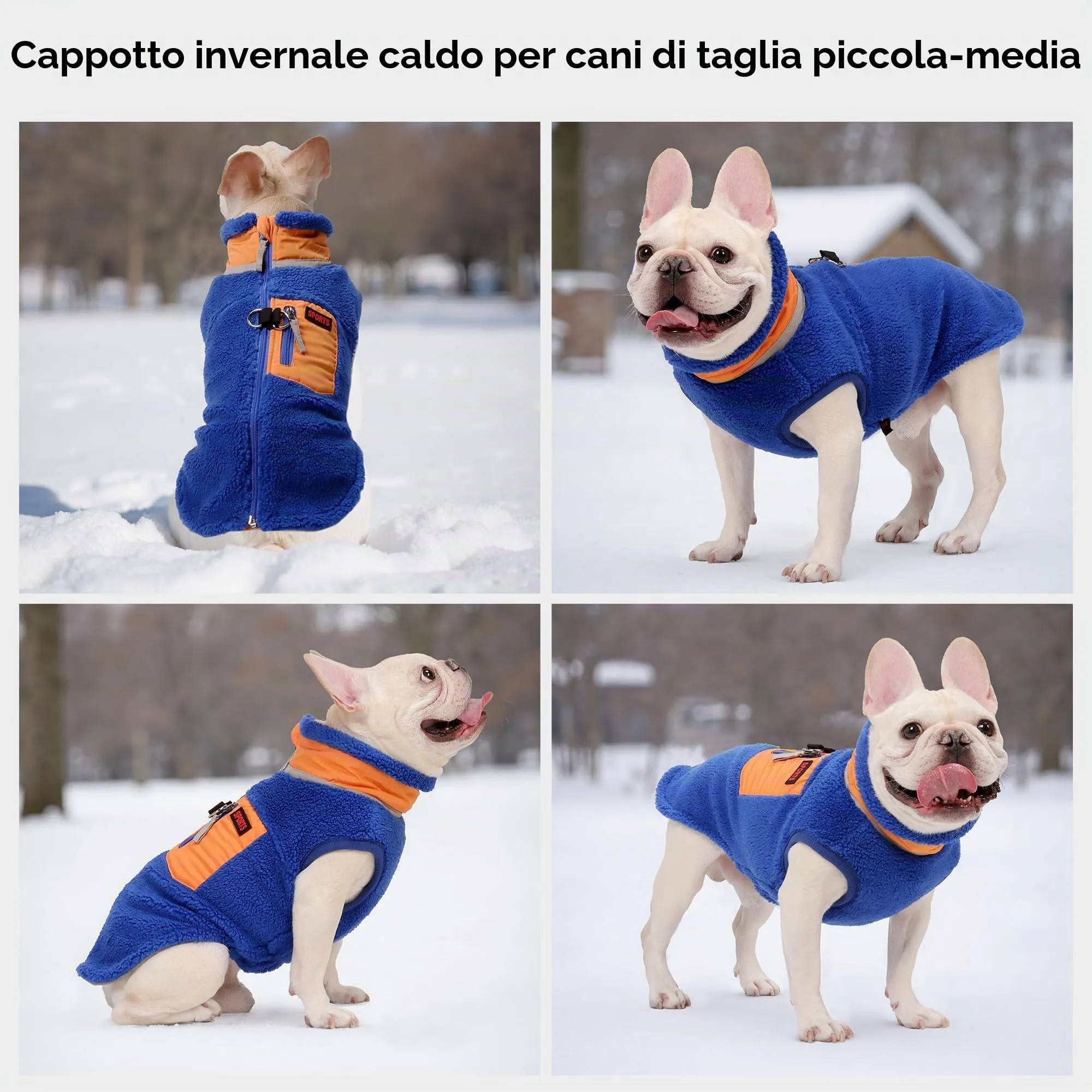 FEimaX Cappotto per Cani Invernale Giacca in Pile Calda con Anello a D, Gilet Cane Antivento Cucciolo Vestiti Caldo per Cani di Piccola e Media Taglia - immagine 6