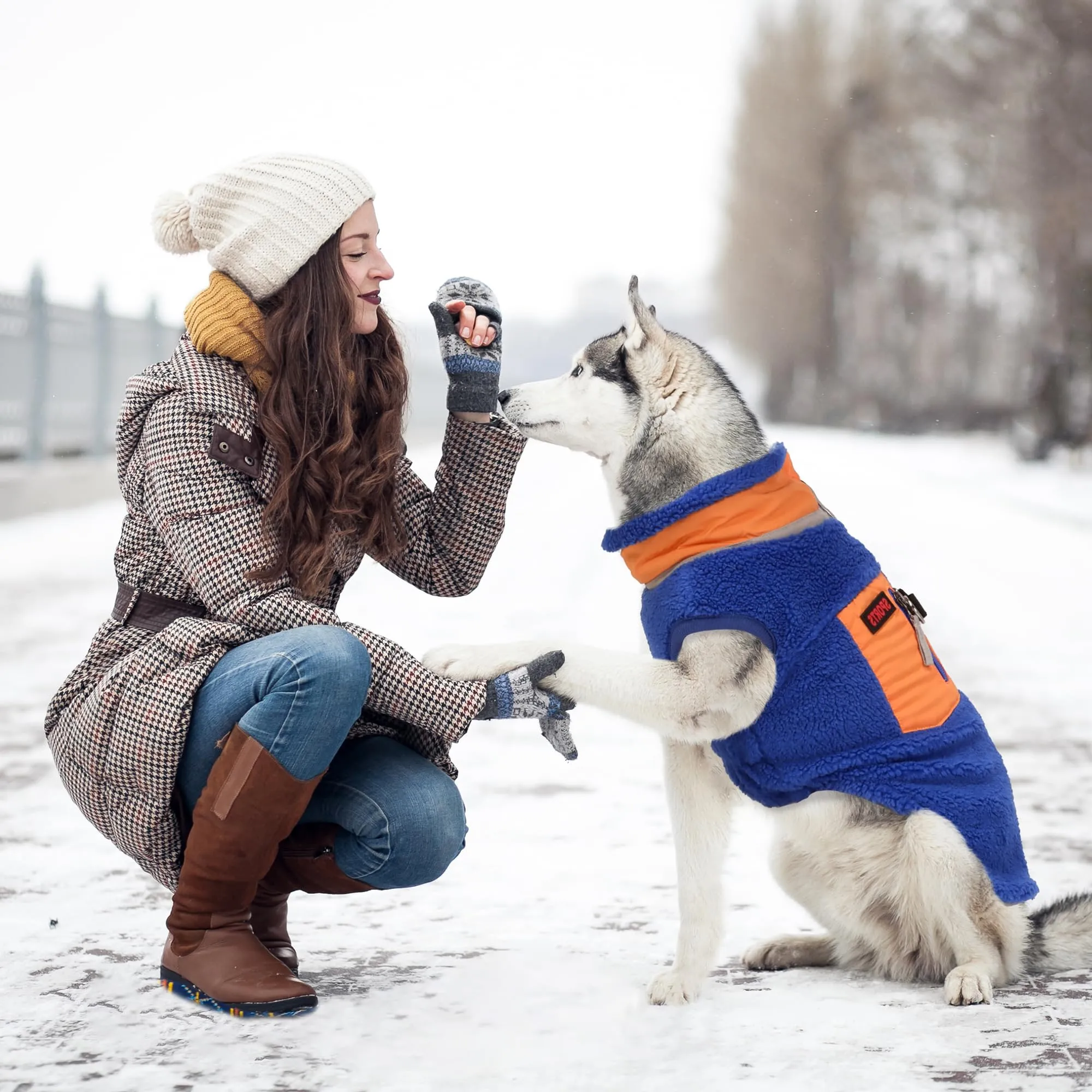 FEimaX Cappotto per Cani Invernale Giacca in Pile Calda con Anello a D, Gilet Cane Antivento Cucciolo Vestiti Caldo per Cani di Piccola e Media Taglia - immagine 7