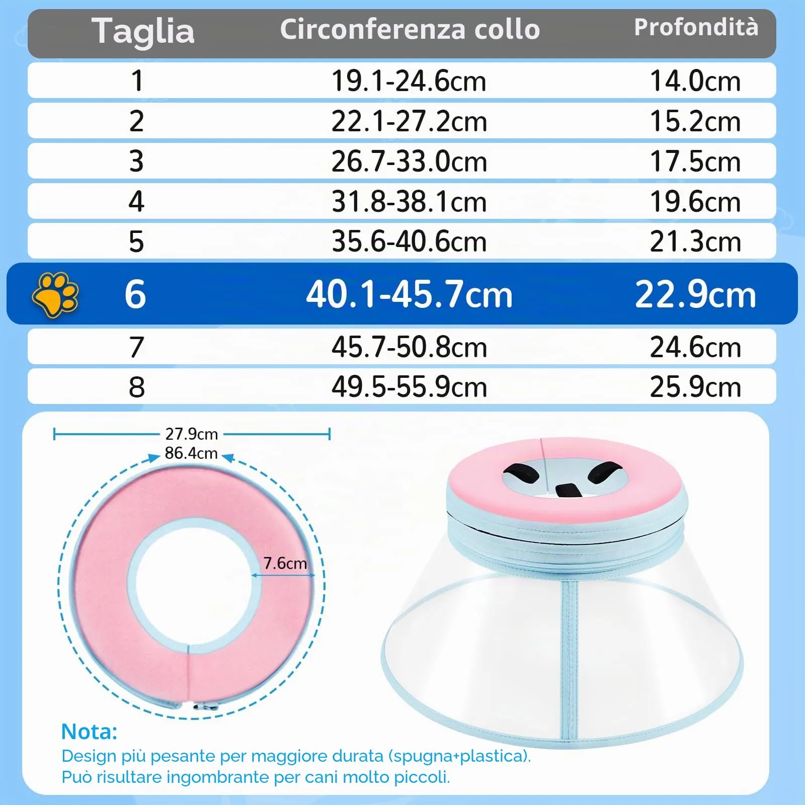 Collare Elisabettiano Cane Morbido, Alternative ai Collare Gonfiabile Cane, Collari Elisabetta Cani con Nucleo in Schiuma, Collari Protettivo Regolabile Cani Anti-Leccamento (Rosa, Size 6) - immagine 5