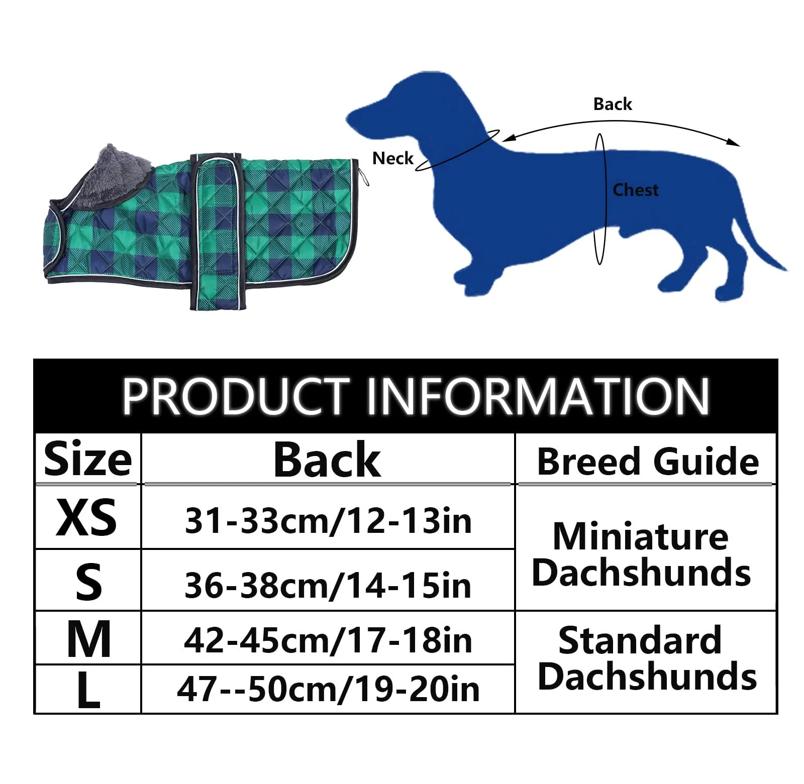 Geyecete Impermeabile caldo termico trapuntato bassotto cappotto con calda fodera in pile all'interno, abbigliamento per cani all'aperto con fasce regolabili cane-verde-L - immagine 4