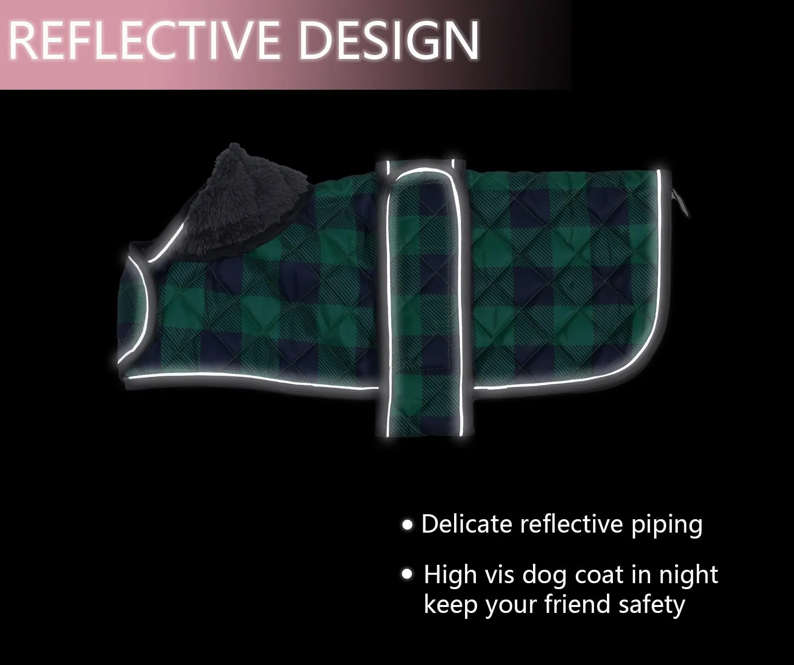 Geyecete Impermeabile caldo termico trapuntato bassotto cappotto con calda fodera in pile all'interno, abbigliamento per cani all'aperto con fasce regolabili cane-verde-L - immagine 5