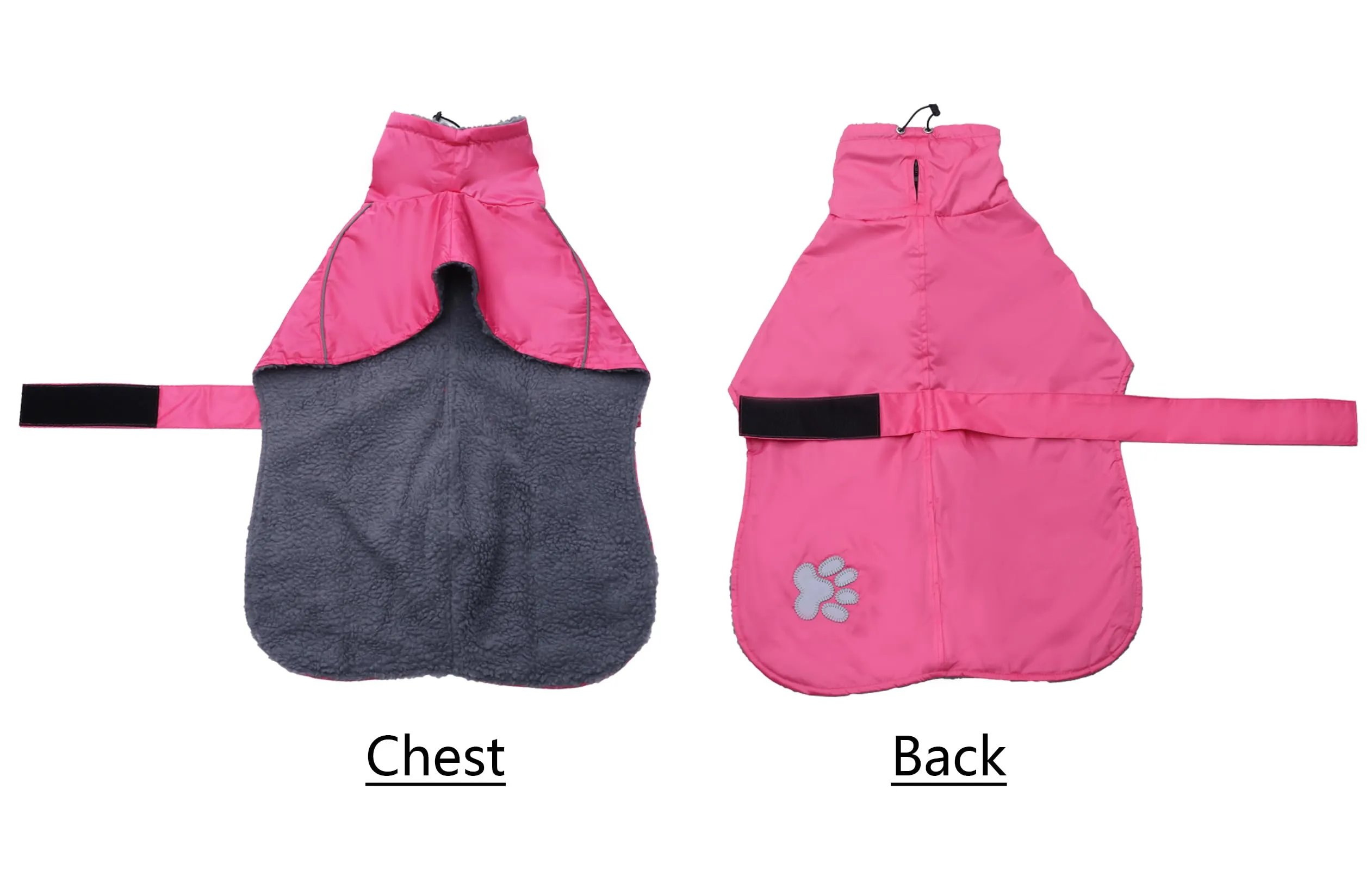 Geyecete Invernale Cappotto levriero,Impermeabile Cane Taglia Grande,Cappotto cane con fodera in pile caldo,Pullover Cane con Collo alto antivento,Giacca per cani media e grande-Rosa-M - immagine 3