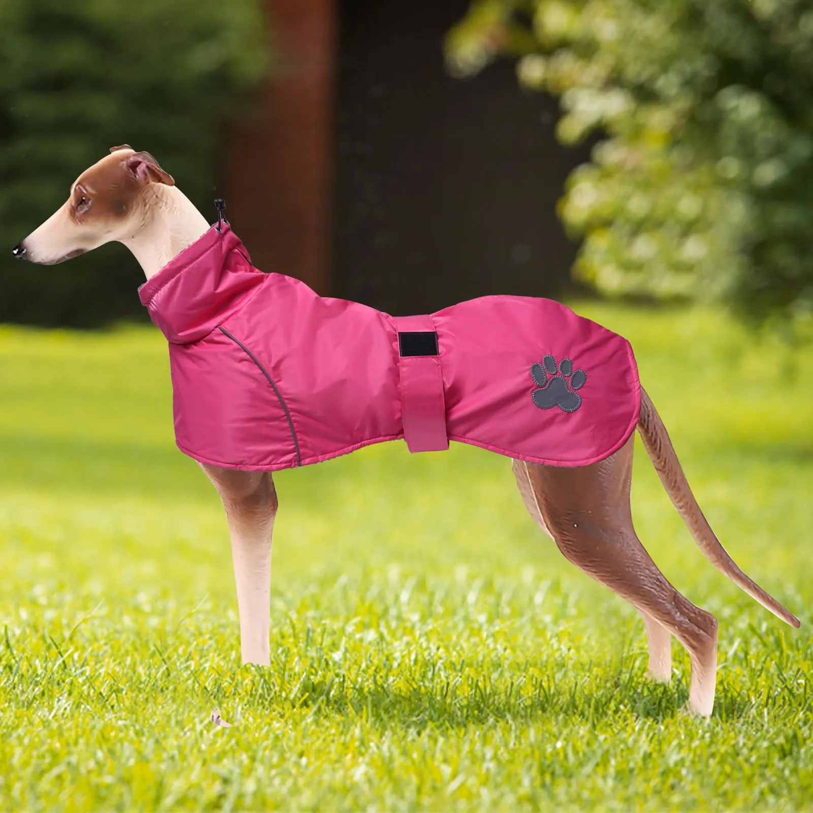 Geyecete Invernale Cappotto levriero,Impermeabile Cane Taglia Grande,Cappotto cane con fodera in pile caldo,Pullover Cane con Collo alto antivento,Giacca per cani media e grande-Rosa-L - immagine 4