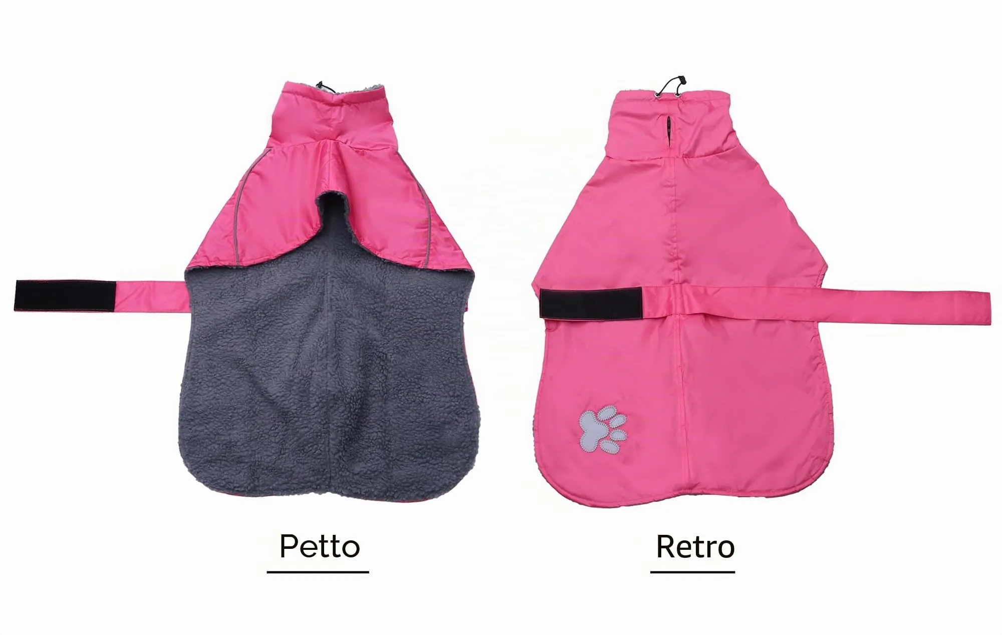 Geyecete Invernale Cappotto levriero,Impermeabile Cane Taglia Grande,Cappotto cane con fodera in pile caldo,Pullover Cane con Collo alto antivento,Giacca per cani media e grande-Rosa-XS - immagine 3