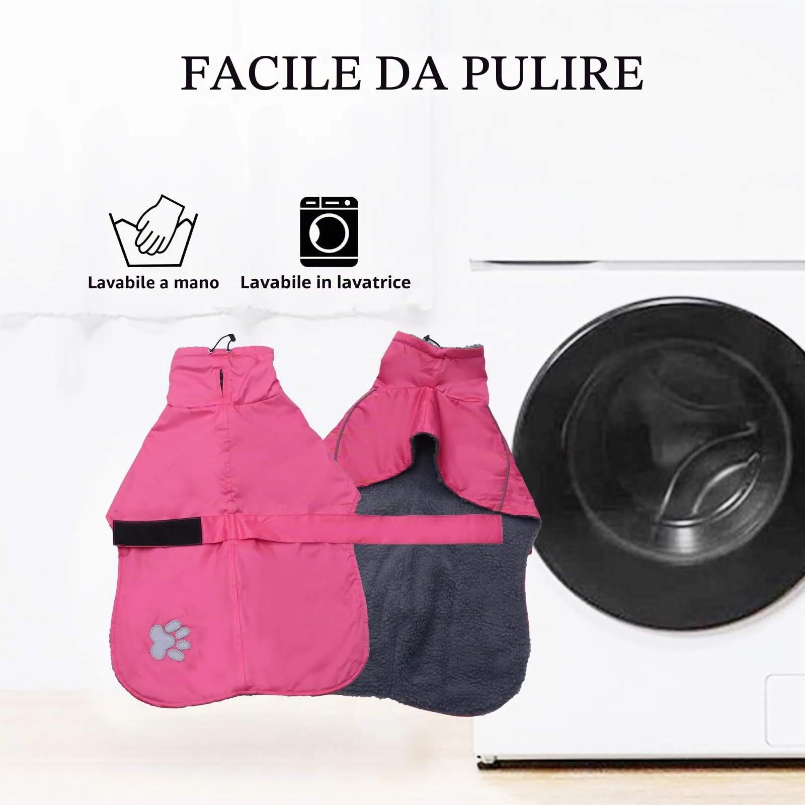 Geyecete Invernale Cappotto levriero,Impermeabile Cane Taglia Grande,Cappotto cane con fodera in pile caldo,Pullover Cane con Collo alto antivento,Giacca per cani media e grande-Rosa-XS - immagine 7