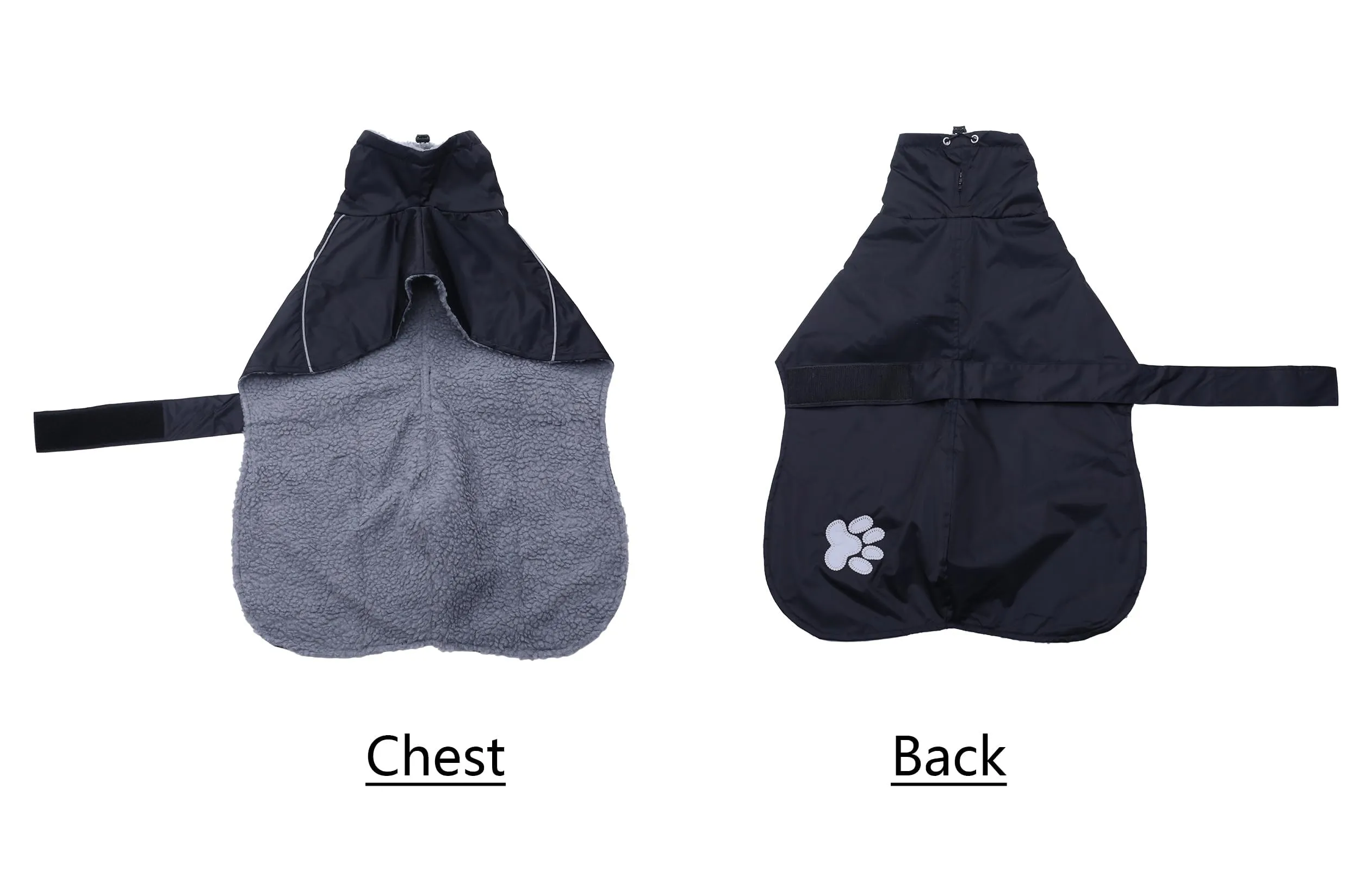 Geyecete Invernale Cappotto levriero,Impermeabile Cane Taglia Grande,Cappotto cane con fodera in pile caldo,Pullover Cane con Collo alto antivento,Giacca per cani media e grande-Nero-L - immagine 3