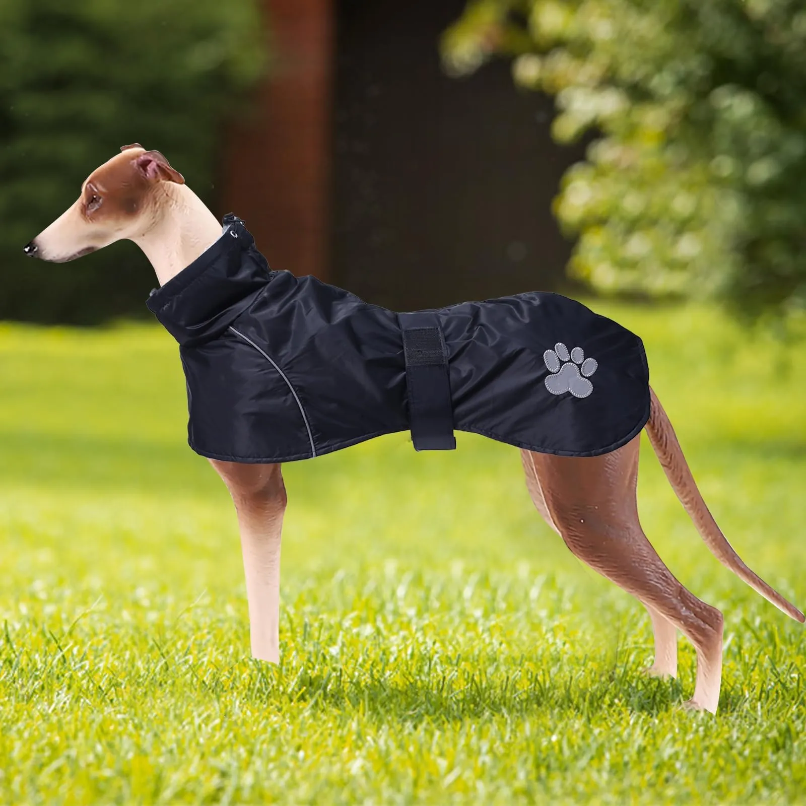 Geyecete Invernale Cappotto levriero,Impermeabile Cane Taglia Grande,Cappotto cane con fodera in pile caldo,Pullover Cane con Collo alto antivento,Giacca per cani media e grande-Nero-XXXL - immagine 4